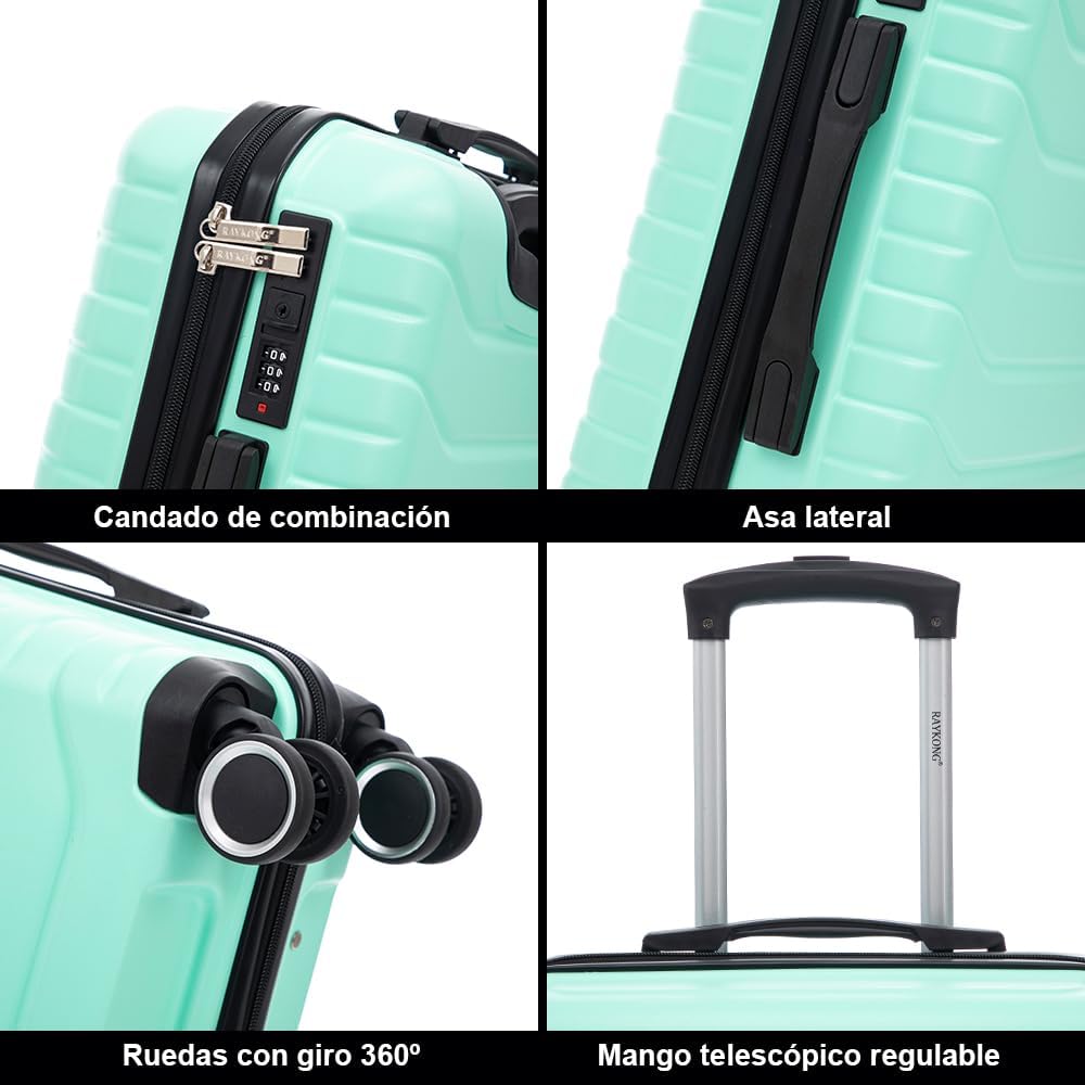 Thumbnail 4 de RAYKONG Maleta de Cabina Semirígida 55cm ✈️ Menta