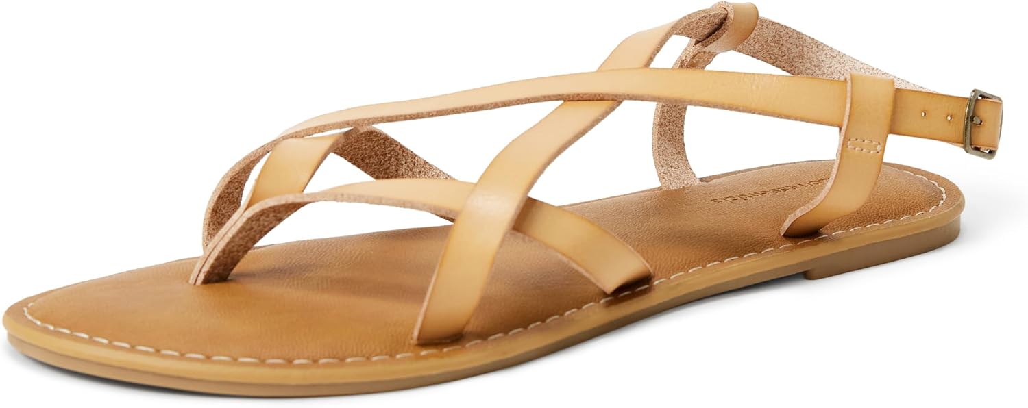 Detalle de Amazon Essentials Damen-Freizeitsandale mit Riemchen – Zehenstegsandale mit verstellbarem Knöchelriemen