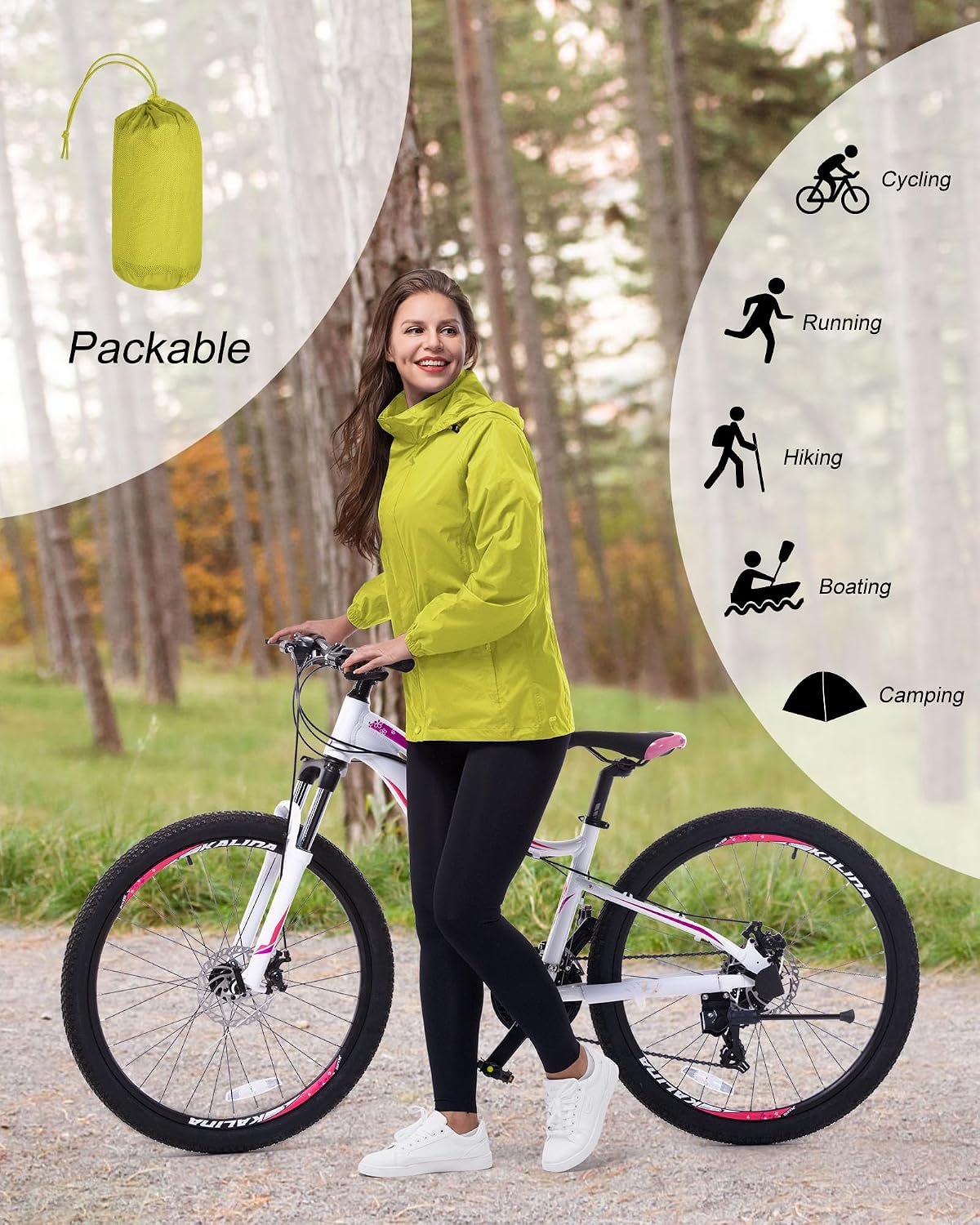 Thumbnail 3 de 33,000ft Damen Regenjacke: Wasserdicht, faltbar mit Kapuze – ideal für Fahrrad & Outdoor