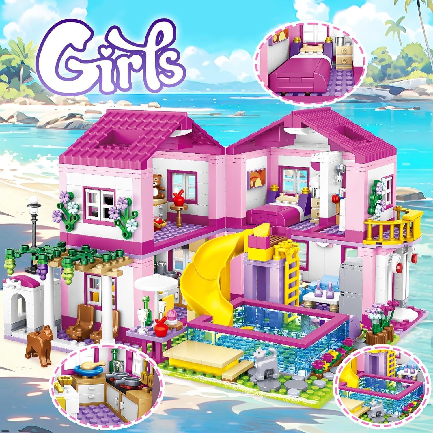 Detalle 2 de TOY PLAYER Friends Pink Villa 1523 Steine