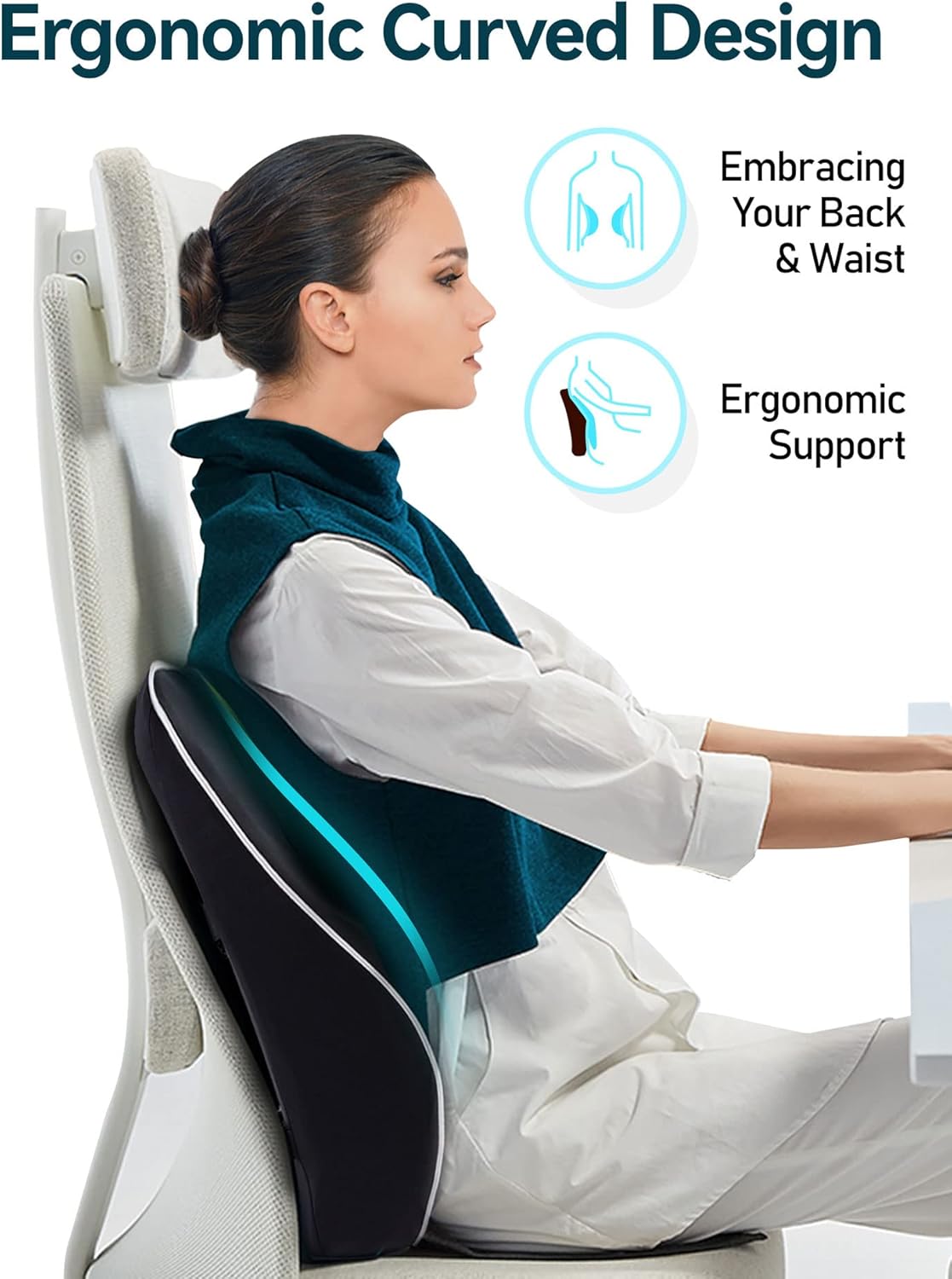 Thumbnail 2 de Travel Ease Ergonomic Lumbar Support Cushion (Memory Foam, Black)
