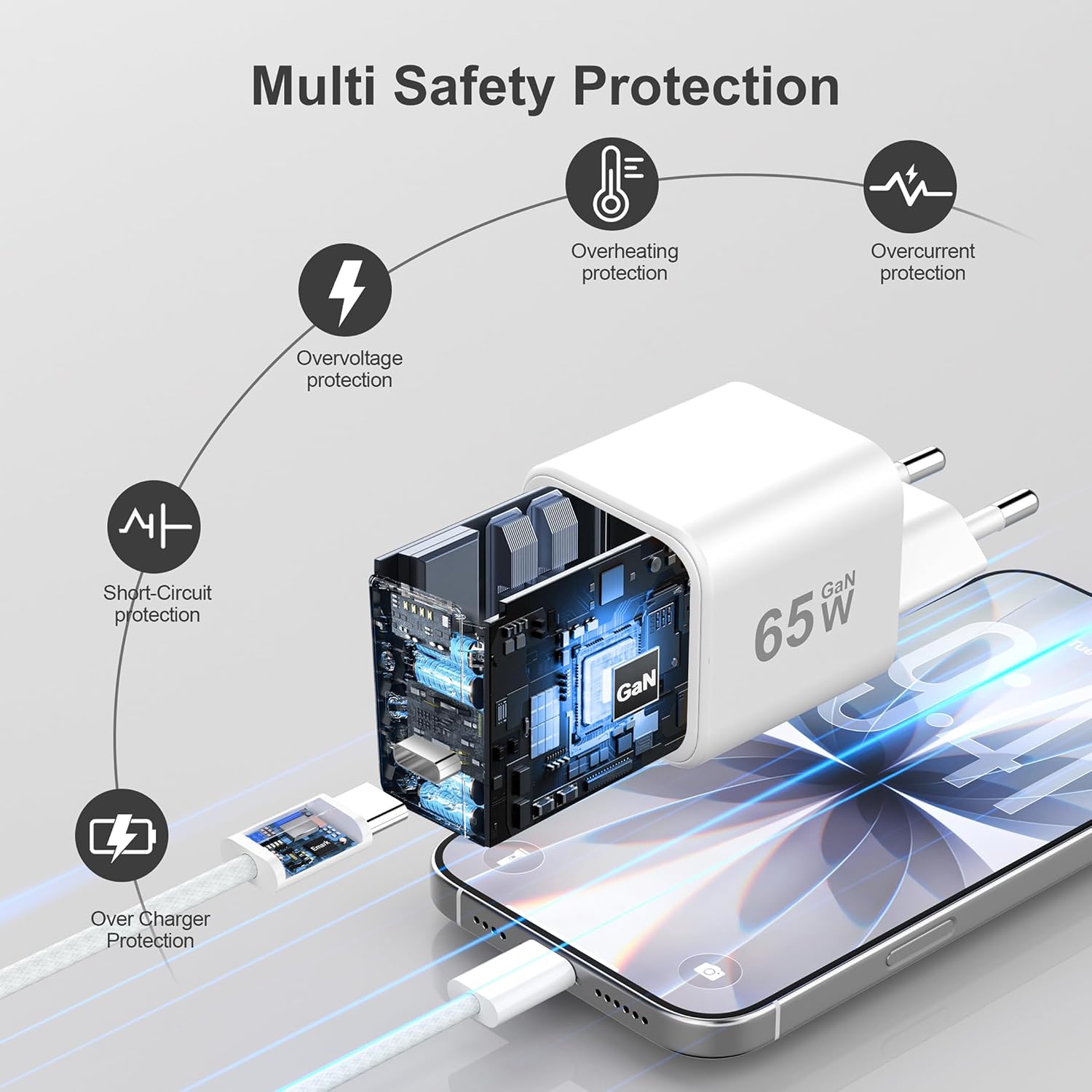 Thumbnail 5 de YISH TR417002 65W USB-C-snellader met GaN-technologie en 1 poort