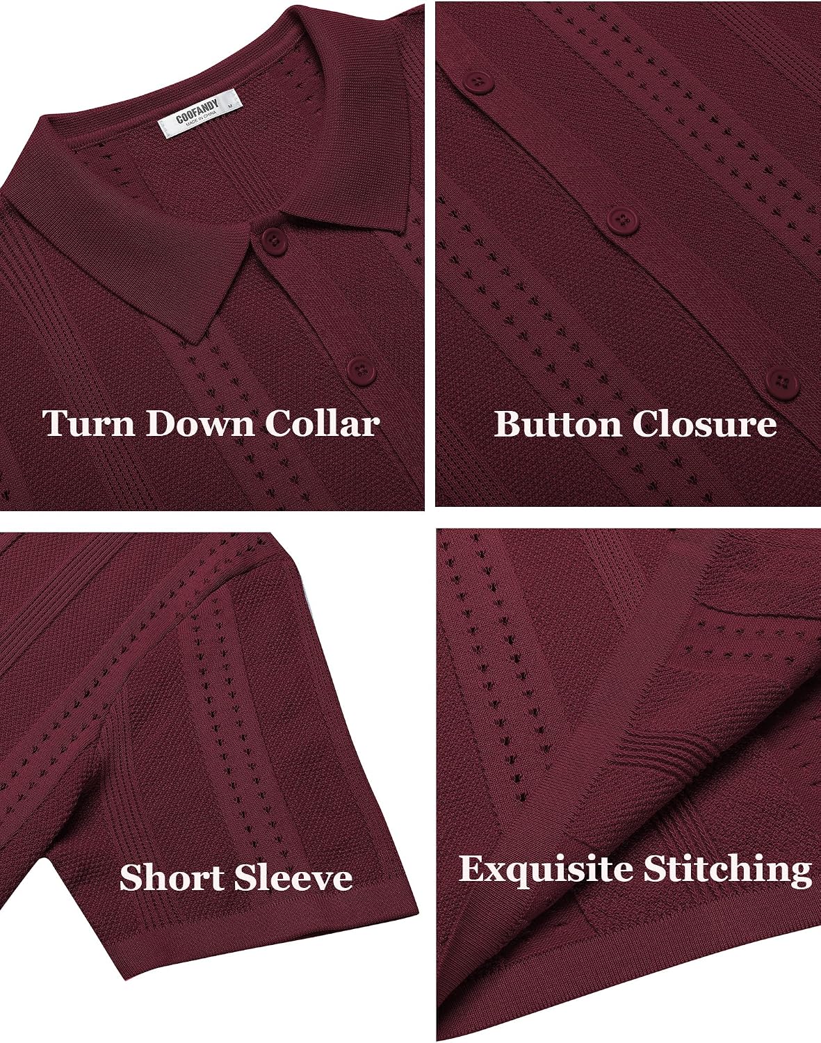 Thumbnail 6 de COOFANDY Men's Knit Short Sleeve Polo shirt