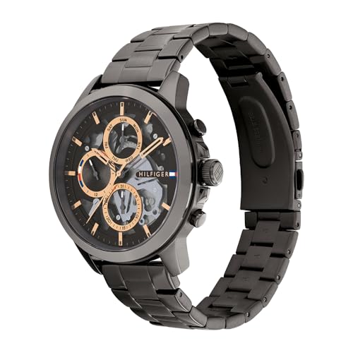 Detalle de Tommy Hilfiger Reloj Analógico Multifunción para Hombre 44 mm, Acero Gris 1710479