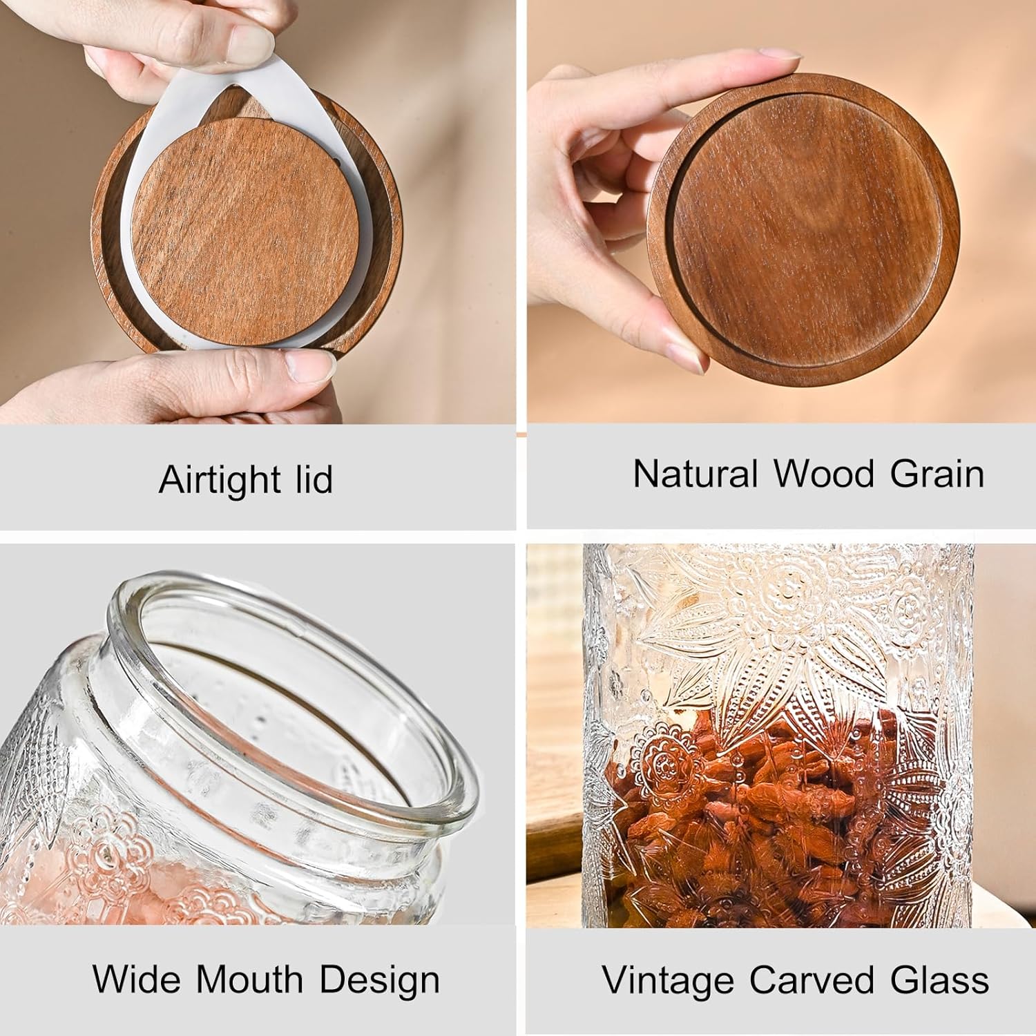 Thumbnail 3 de Adodeen 32oz vintage glass storage jars