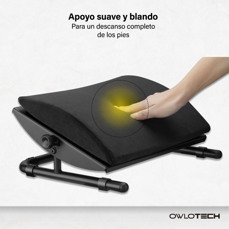 Detalle 2 de Owlotech Reposapiés ergonómico ajustable 44×33 cm