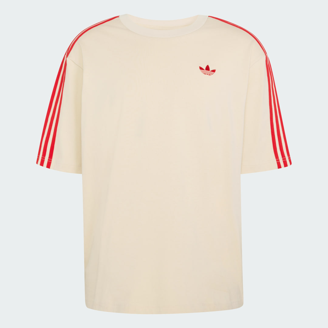Thumbnail 3 de Camiseta Oversize con 3 Bandas Adicolor de Adidas en Beige