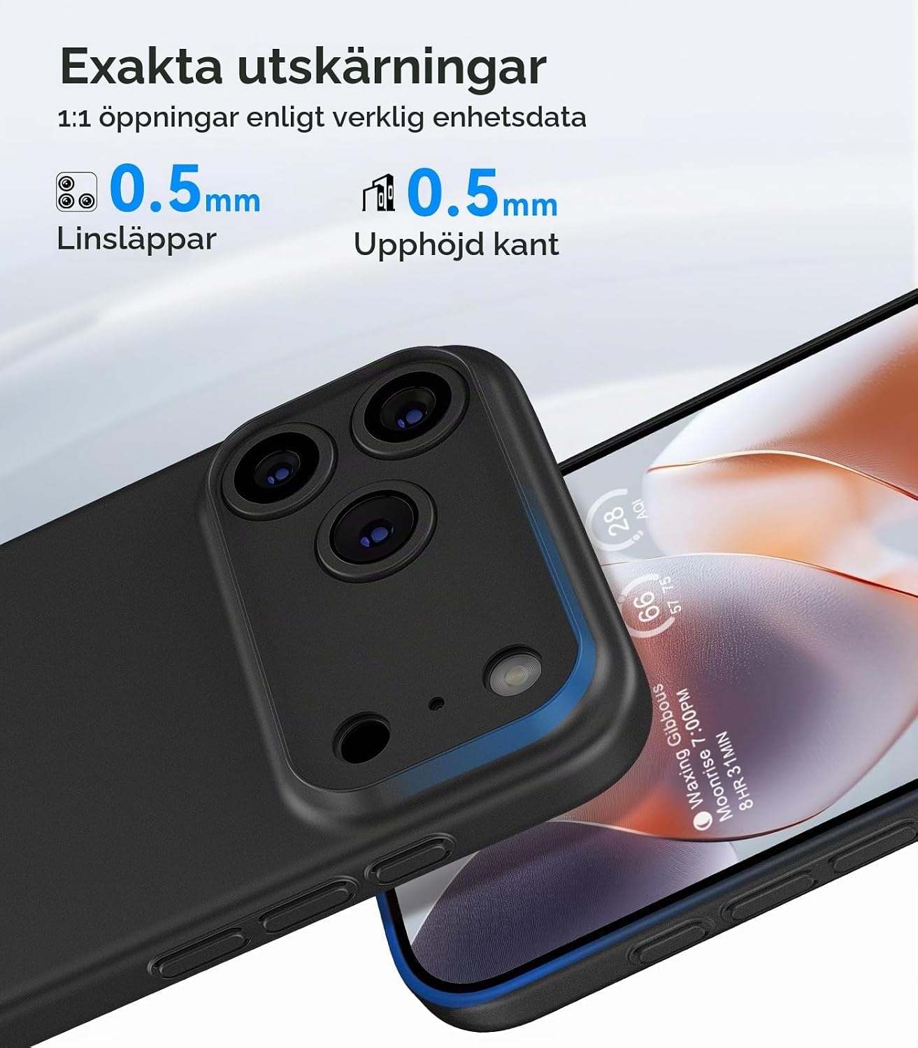 Thumbnail 2 de memumi Ultra Slim-fodral till iPhone 18 Pro Max, 0,3 mm, matt svart