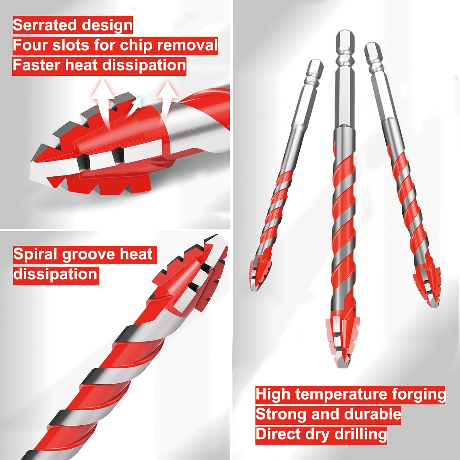 Thumbnail 3 de Set di punte da trapano eccentriche seghettate in carburo di tungsteno per gres, ceramica e altro (6–12 mm)