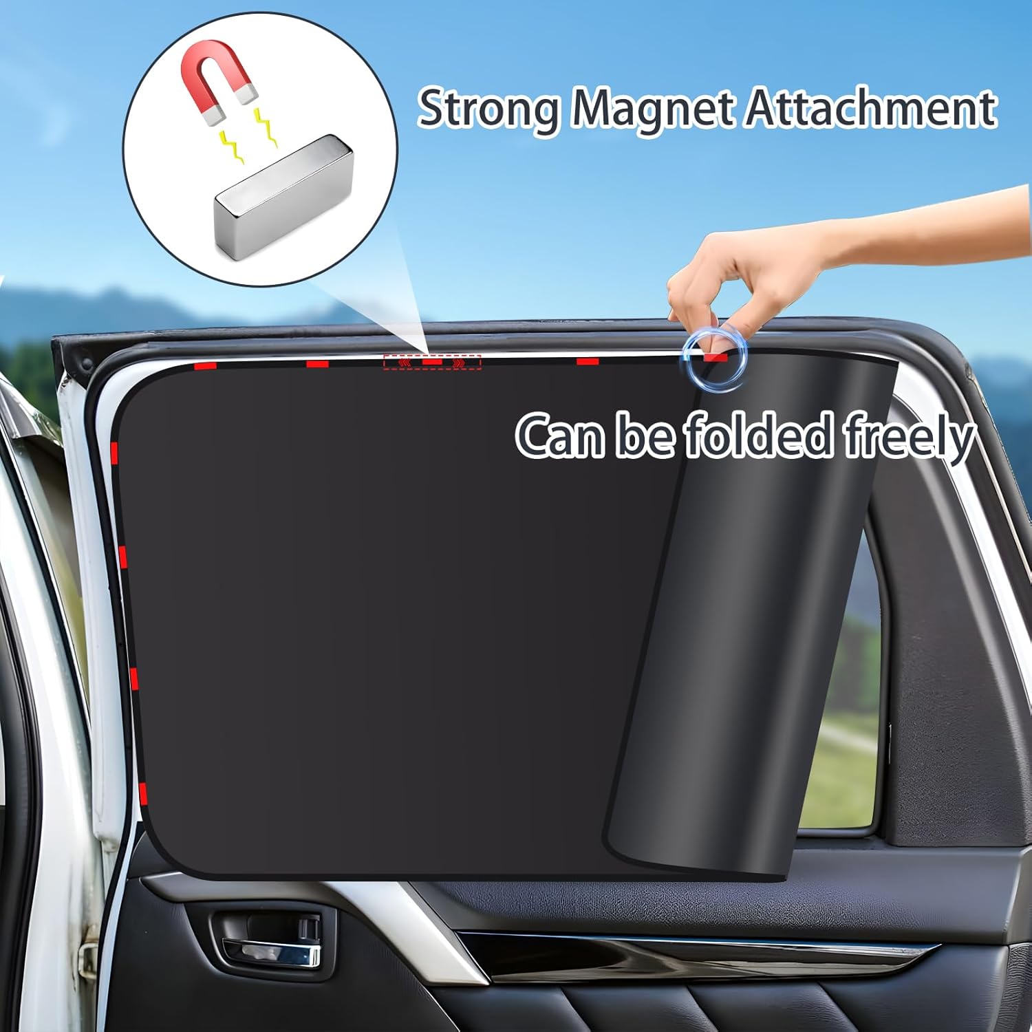 Thumbnail 6 de ZATOOTO Sonnenschutz Auto Seitenscheibe – 4 Stück, magnetische Scheibenverdunkelung mit UV-Schutz