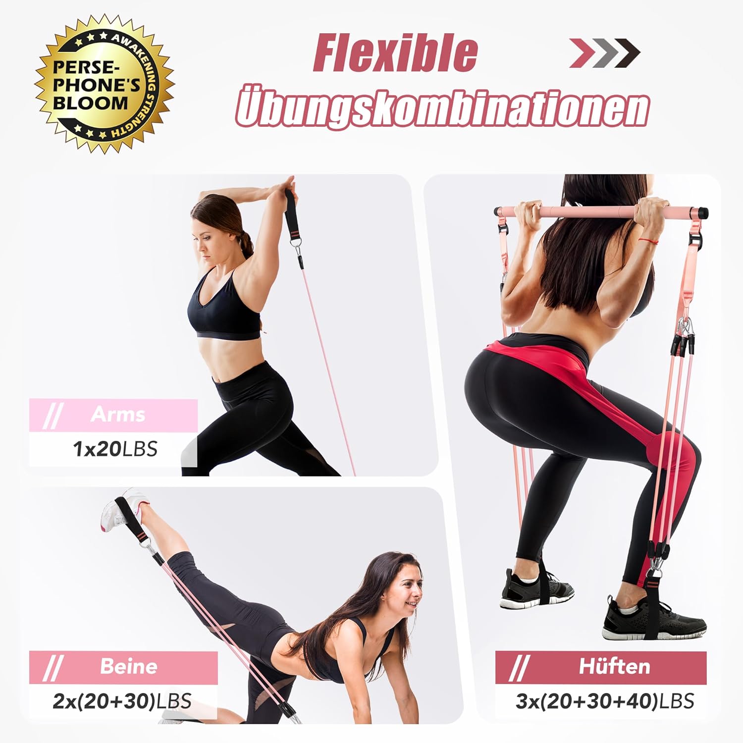 Thumbnail 1 de ALongSong Pilates Bar Set mit Widerstandsbändern – Komplettes Home-Fitness-System für Ganzkörper-Training