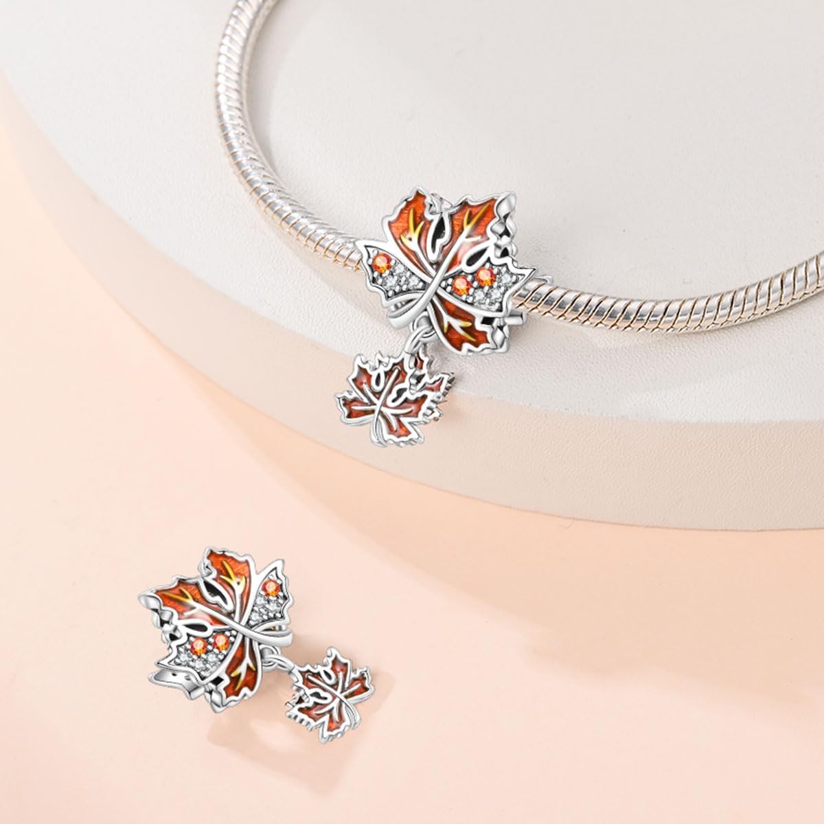 Thumbnail 1 de TINSLO Charm Anhänger Damen aus 925 Sterling Silber mit Zirkonia – kompatibel mit europäischen Armband- und Halsketten-Charm-Systemen (B9)