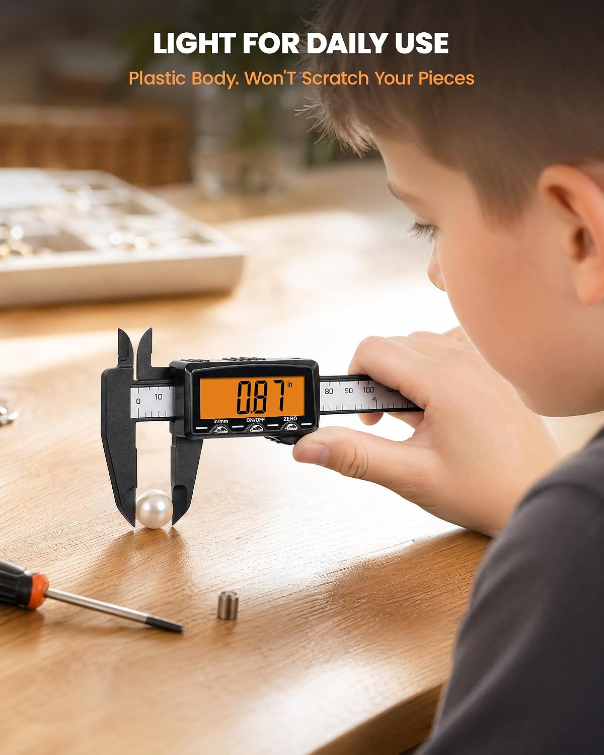 Thumbnail 4 de HARDELL Plastic Rechargeable Digital Caliper — 6" with Orange Screen, USB-C Rechargeable, Inch/mm