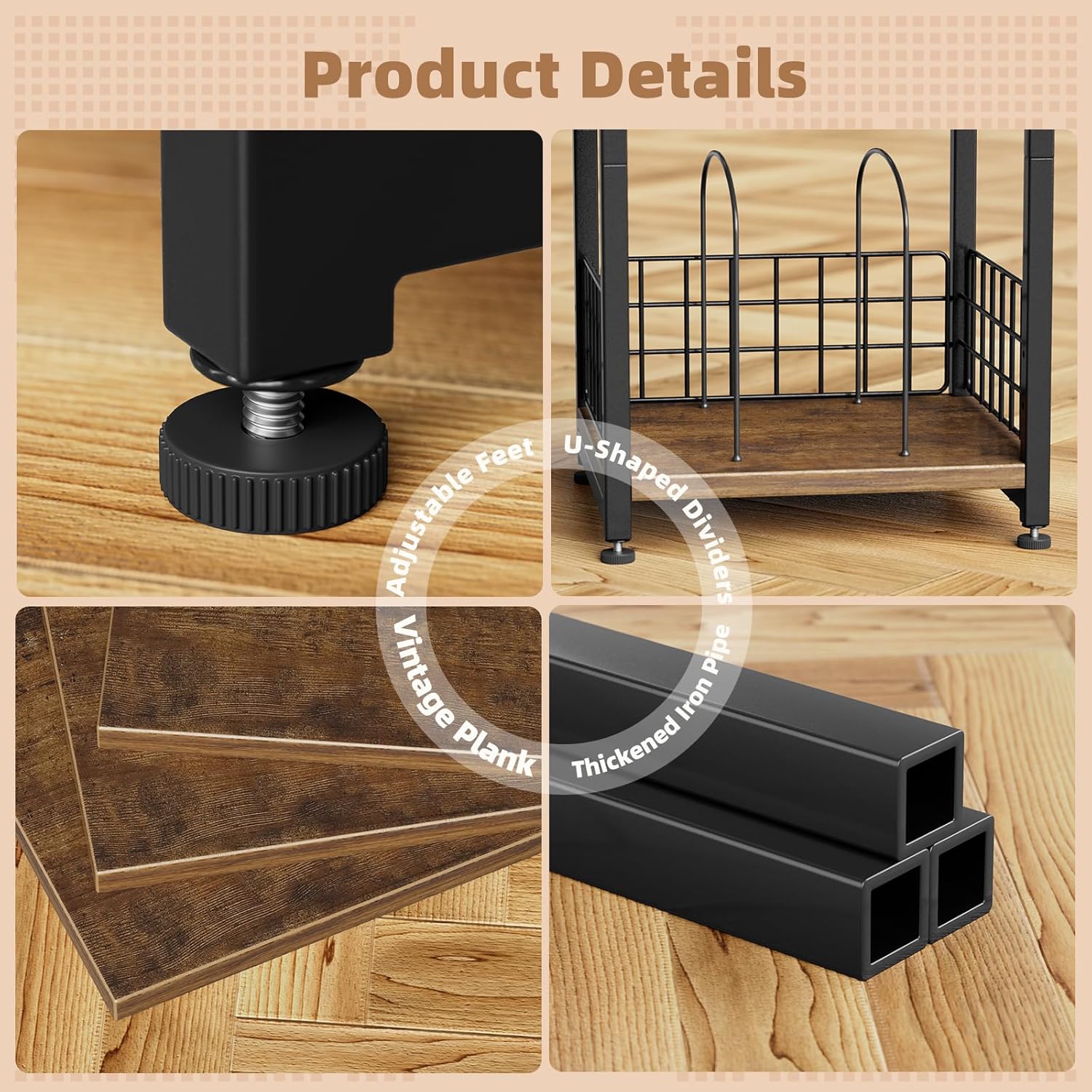 Thumbnail 3 de Simple Trending Record Player Stand: Rustic 3-Tier Turntable and Vinyl Storage