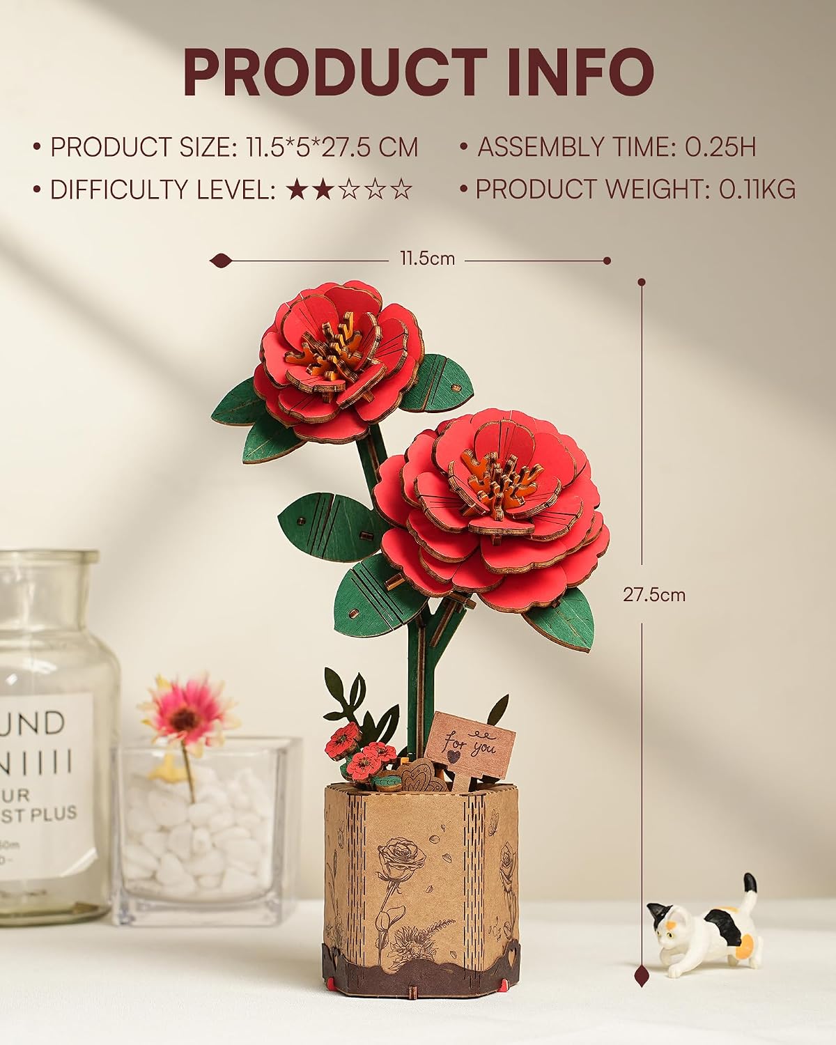 Thumbnail 3 de ROBOTIME TW031 puzzle 3D fleurs en bois
