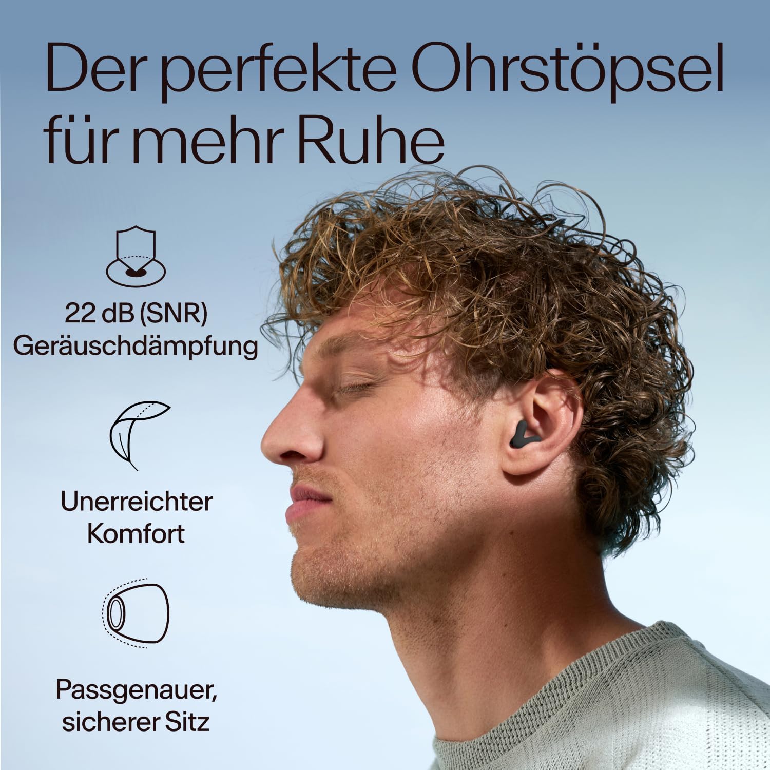 Detalle de Alpine Silence – Wiederverwendbare Ohrstöpsel in V-Form (XS–L) für Schlaf, Konzentration & Reisen