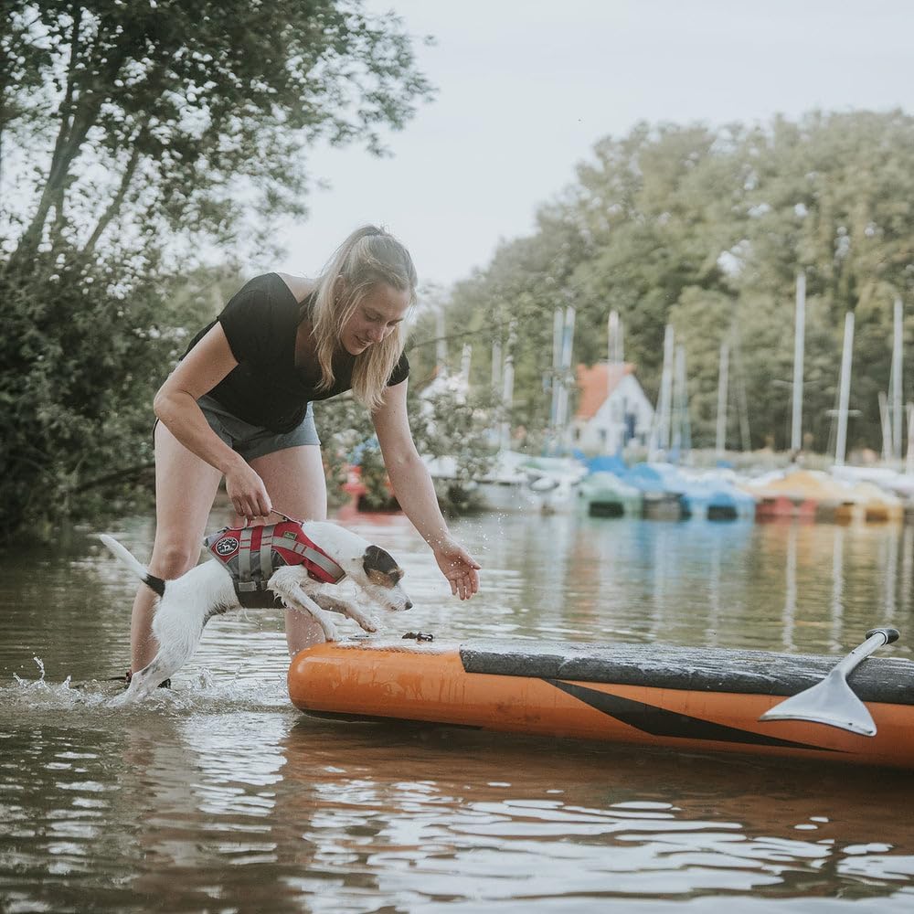Detalle 2 de HUNTER Hunde-Schwimmweste MOSS – Rot, Größe M, mit starkem Auftrieb und reflektierenden Details