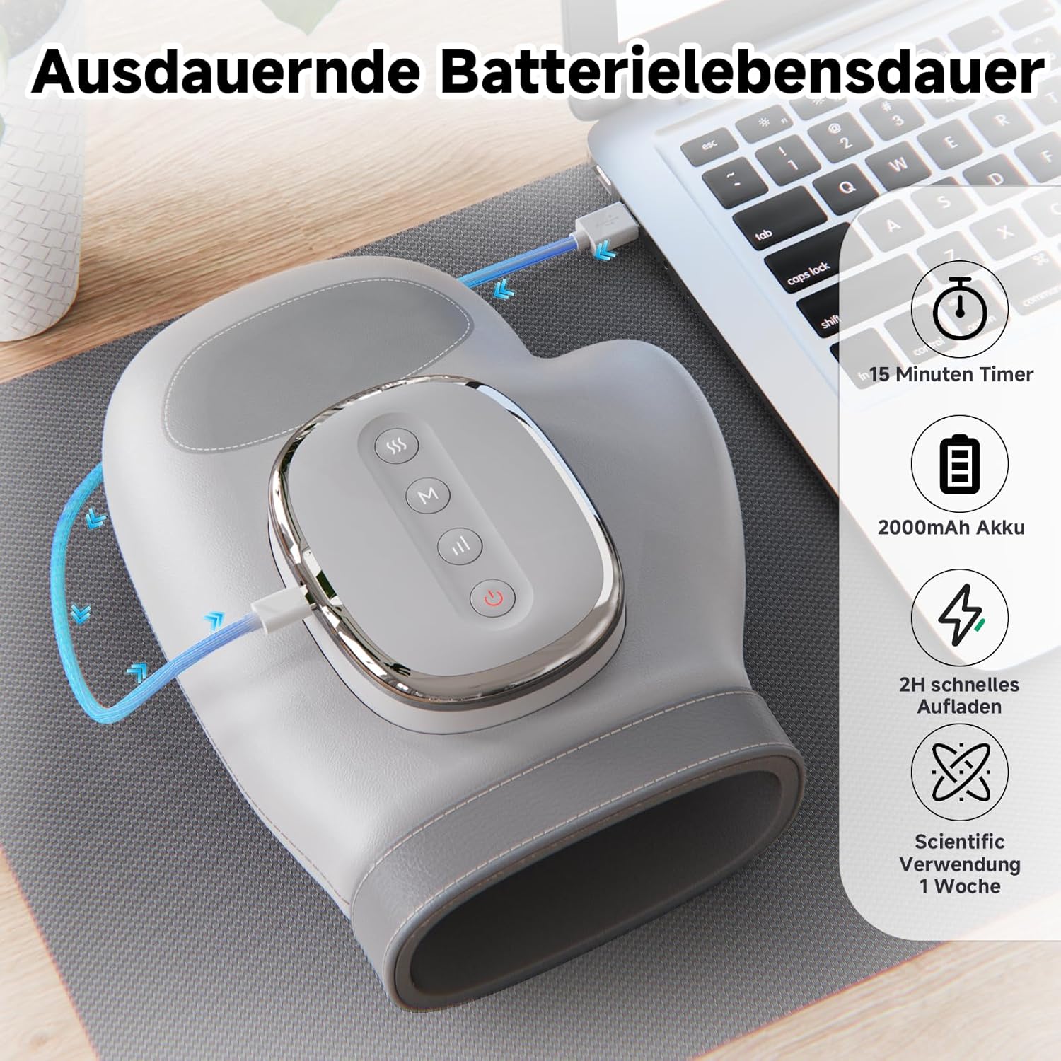 Thumbnail 6 de Massaggiatore per Mani Airbag, Elettrico con Calore e Compressione 3 Massaggi | 3 Temperature, 5 Livelli, Timer Auto, Ricaricabile