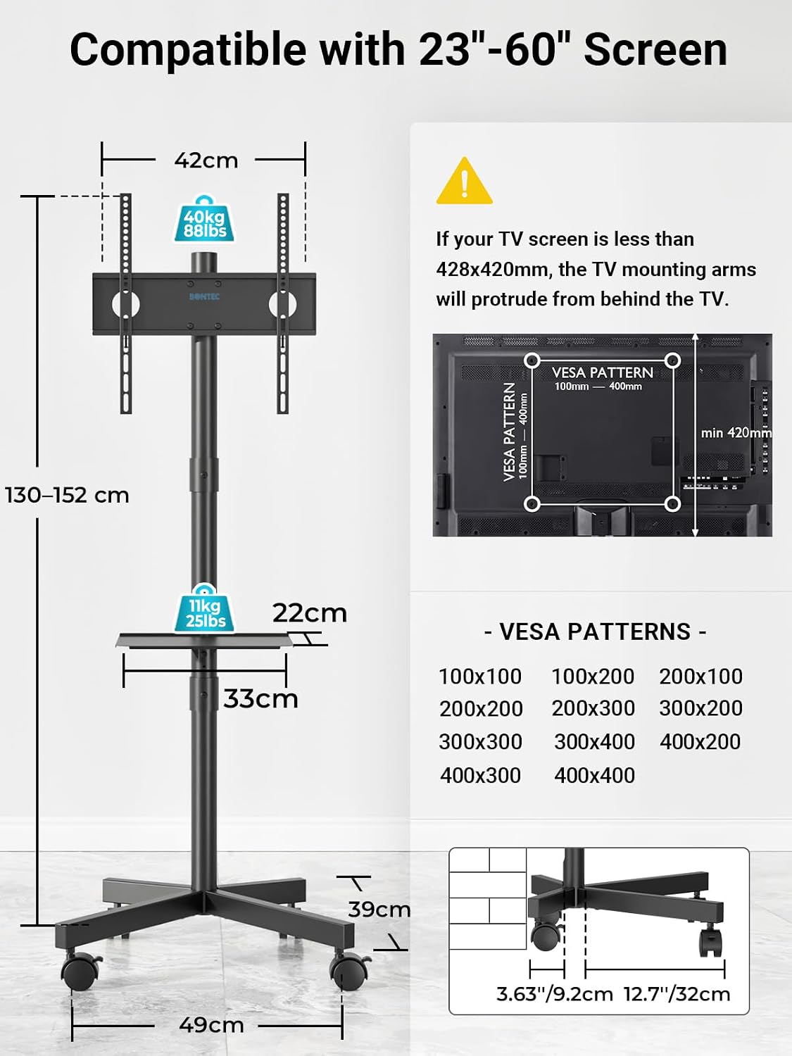 Thumbnail 6 de BONTEC Mobile TV Stand on Wheels