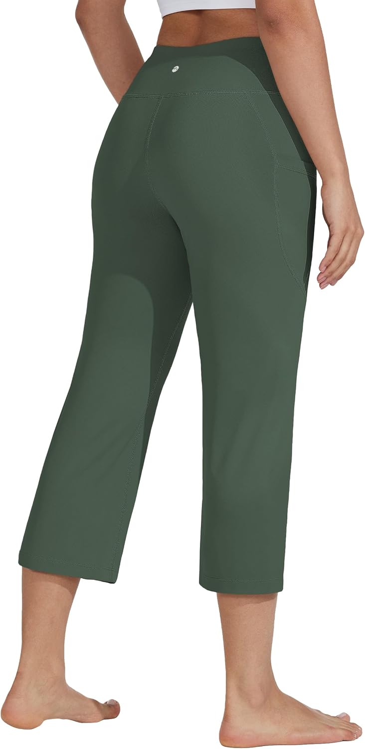 Detalle de Willit Women's Yoga Capris Pants: High-Waist, Straight-Leg 21" Capris
