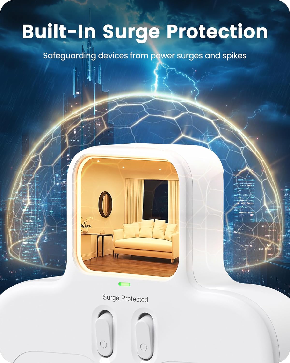 Thumbnail 3 de LENCENT Double Plug Adaptor 13A surge protected 🔌