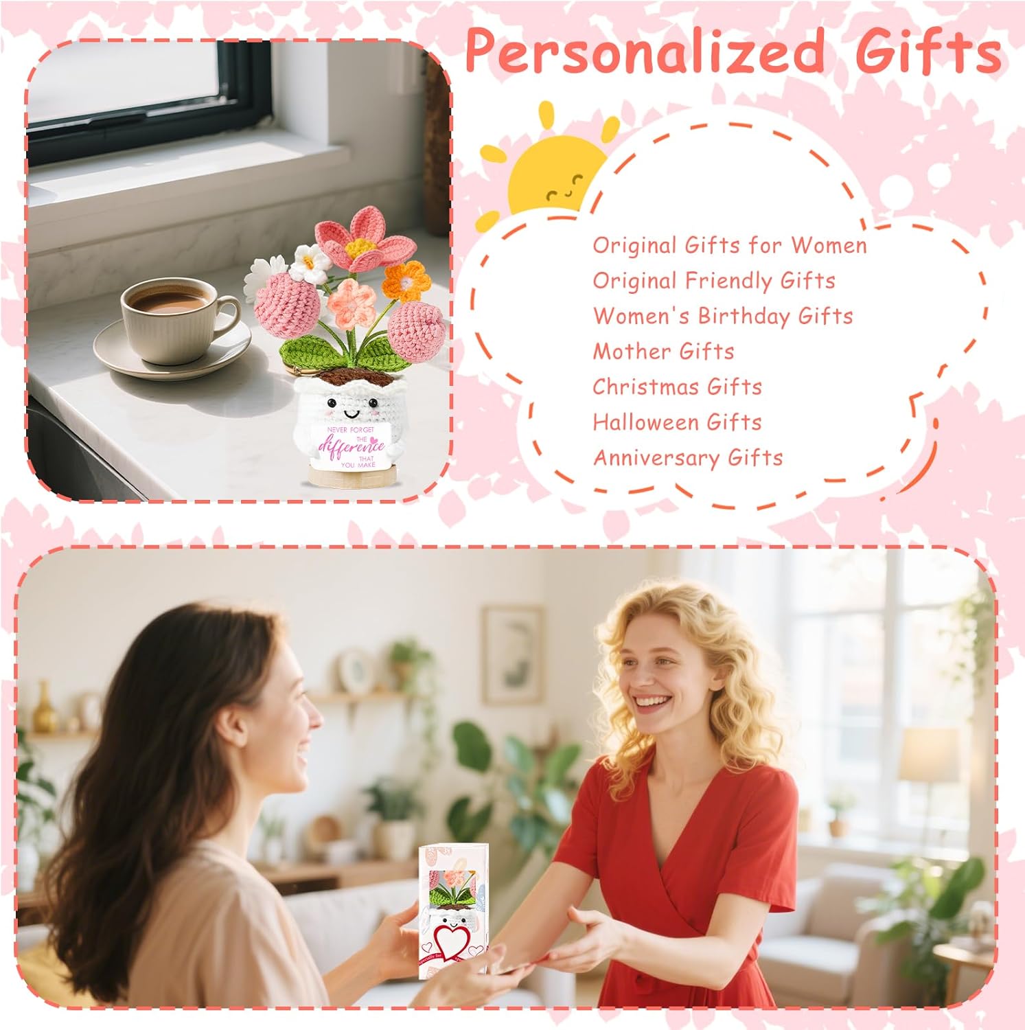 Thumbnail 6 de Thank You Gifts for Women Positive Emotional Support Crochet Flower