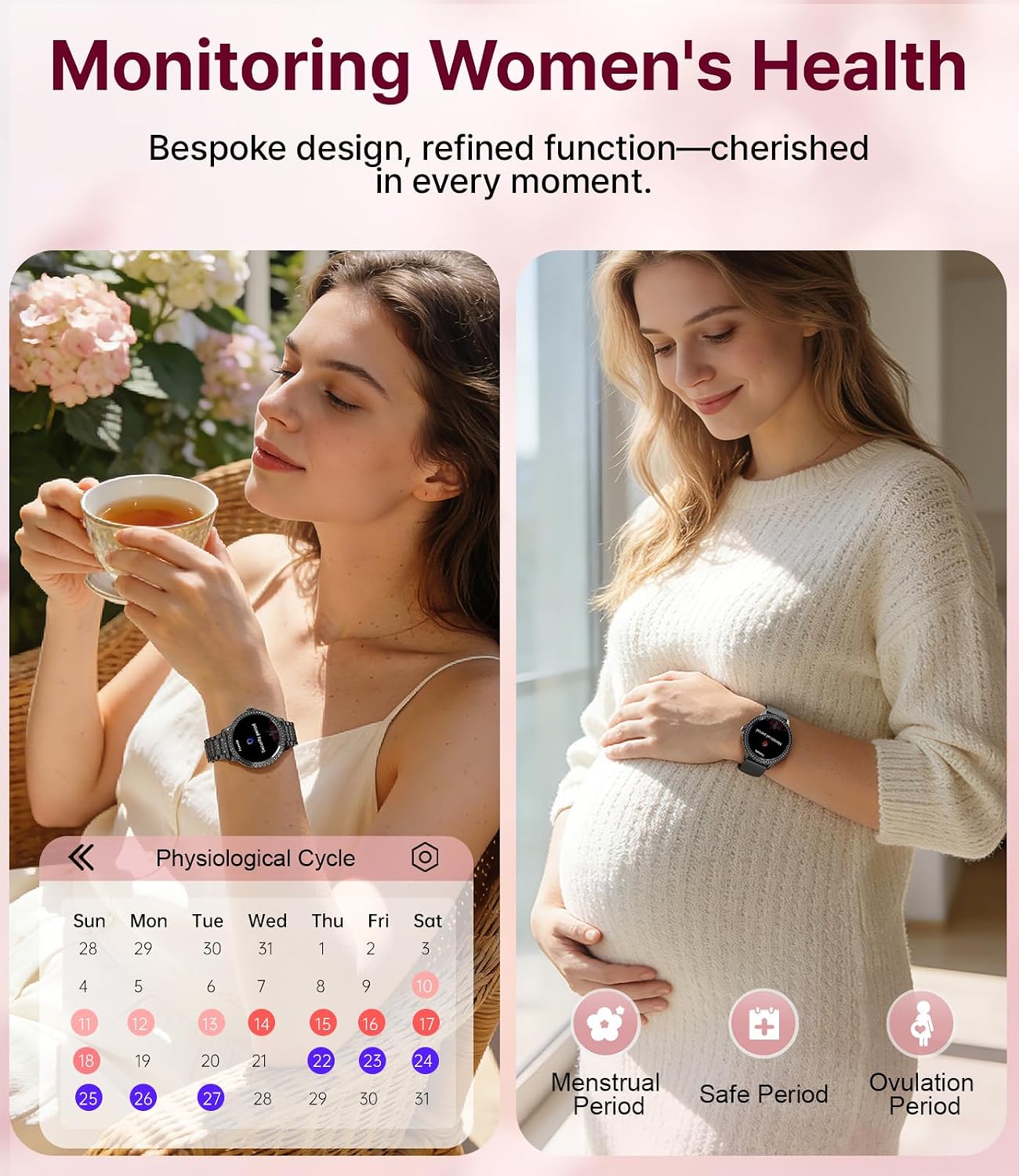 Detalle de LIGE Montre connectée femme avec double bracelet acier et silicone – écran 1,32'' Full Touch