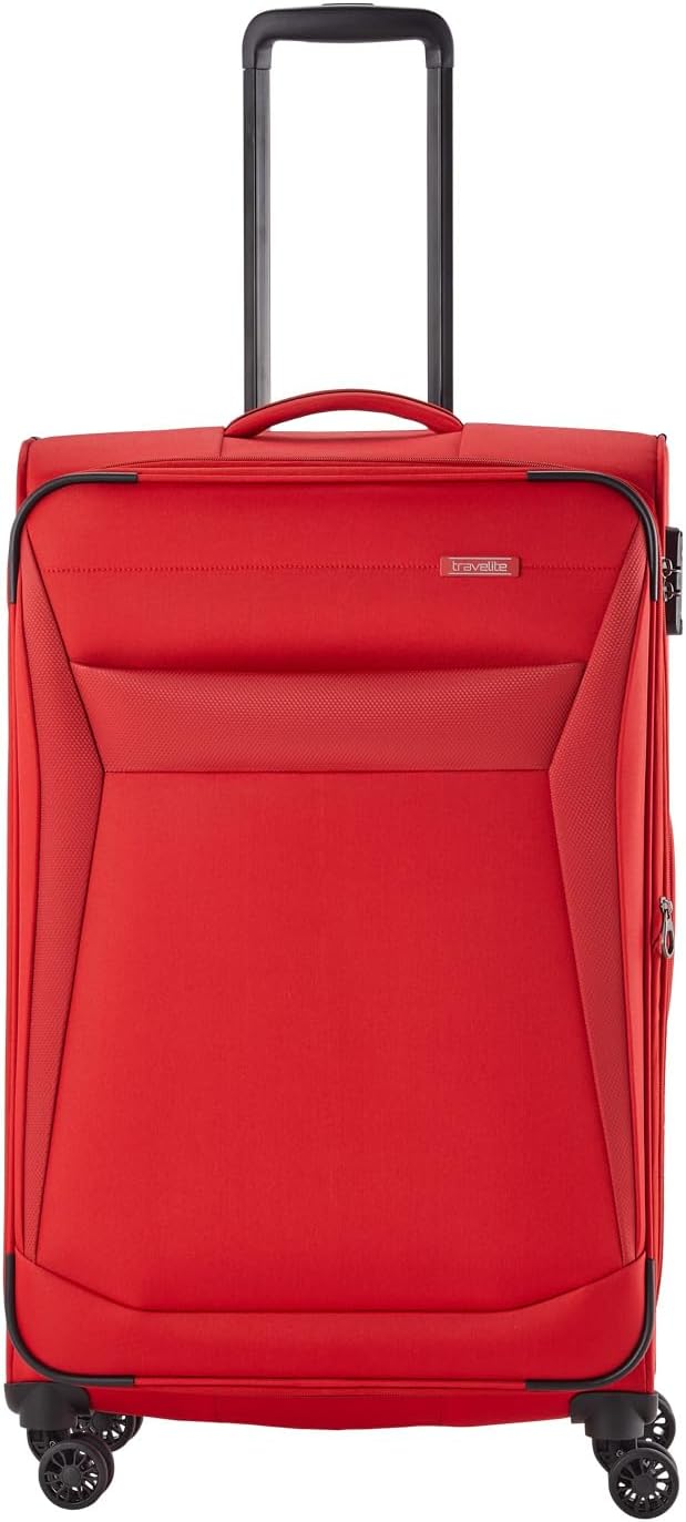 Detalle de Travelite CHIOS Valise à 4 roues taille L – 90 à 97 L, coque souple, rouge