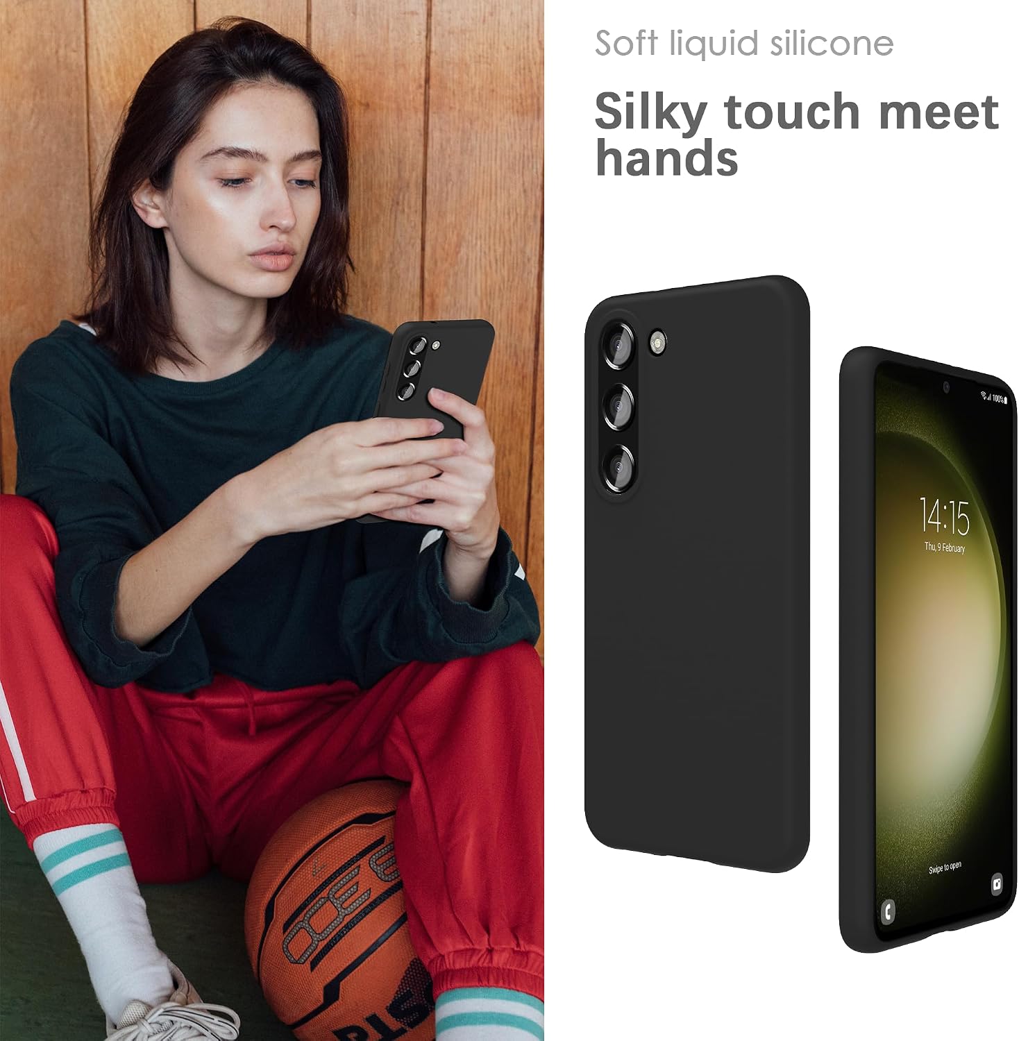 Thumbnail 3 de YATWIN Silicone Case for Samsung Galaxy S23 5G – Soft-Touch, Shockproof & Dustproof Black