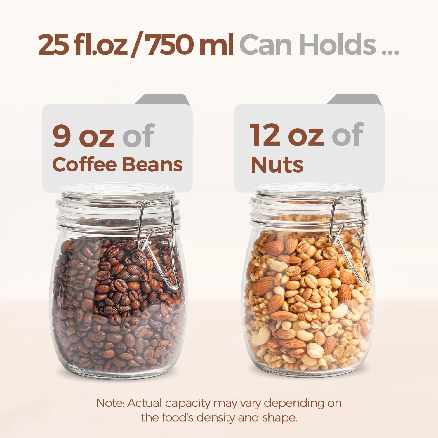 Thumbnail 3 de ComSaf 25 oz Round Glass Jars with Airtight Lids — 6 Pack for Canning, Pantry Organization, and More