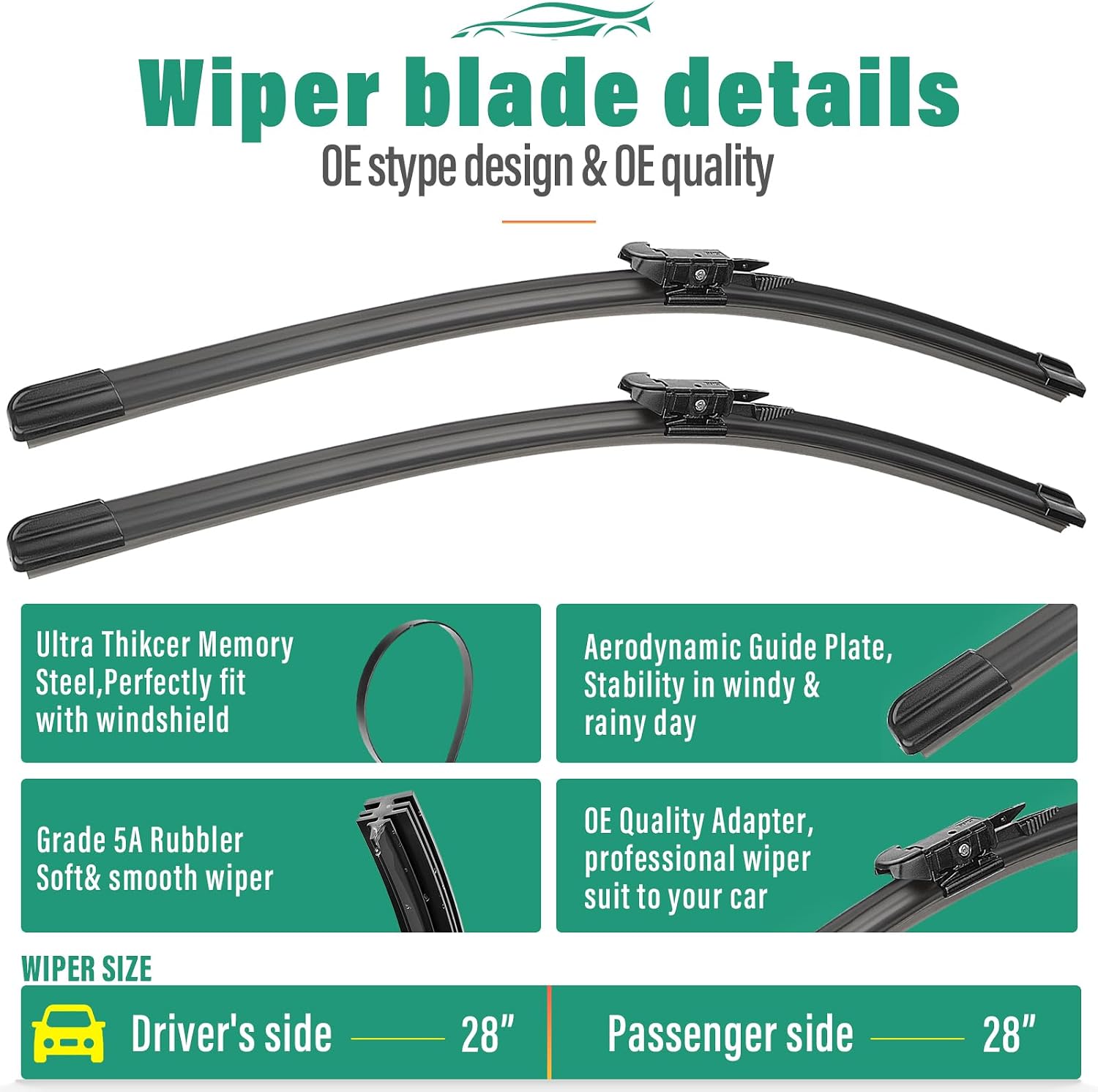 Detalle de Ford 28 in Wiper Blade Set, 2-Pack