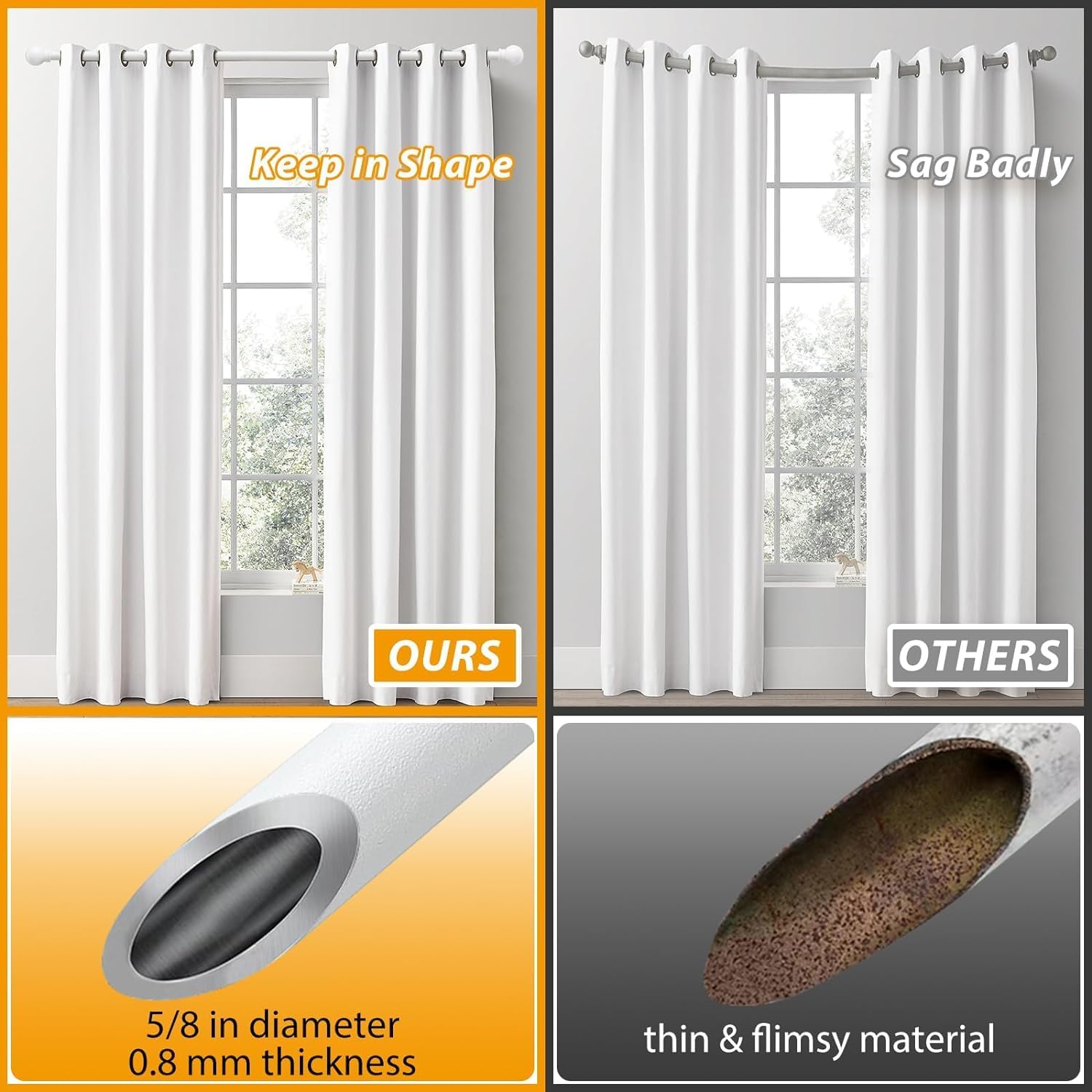 Thumbnail 2 de OLLIDOT Curtain Poles 76-152 cm