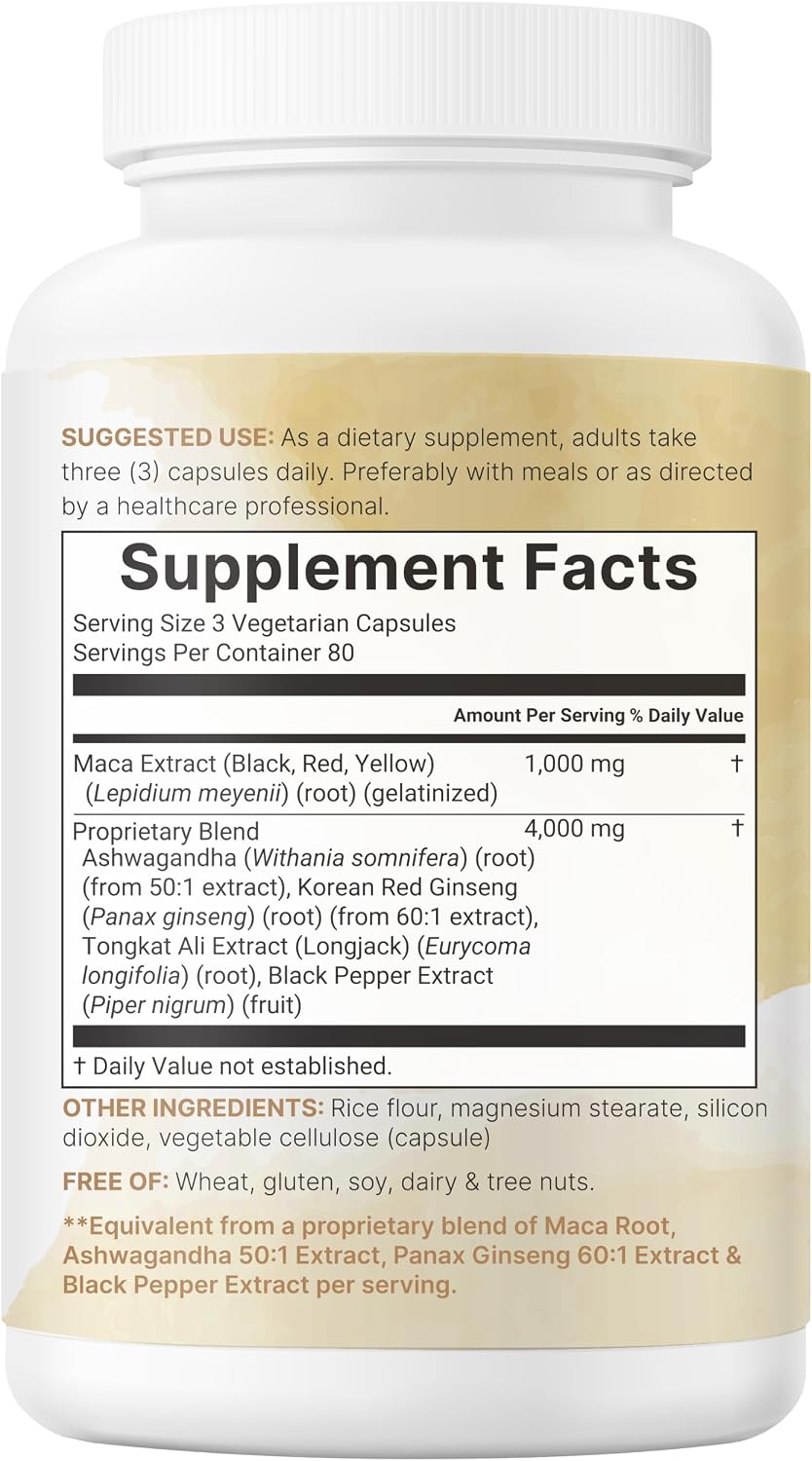 Detalle 2 de Micro Ingredients Maca Root Capsules, 240 Veggie Capsules