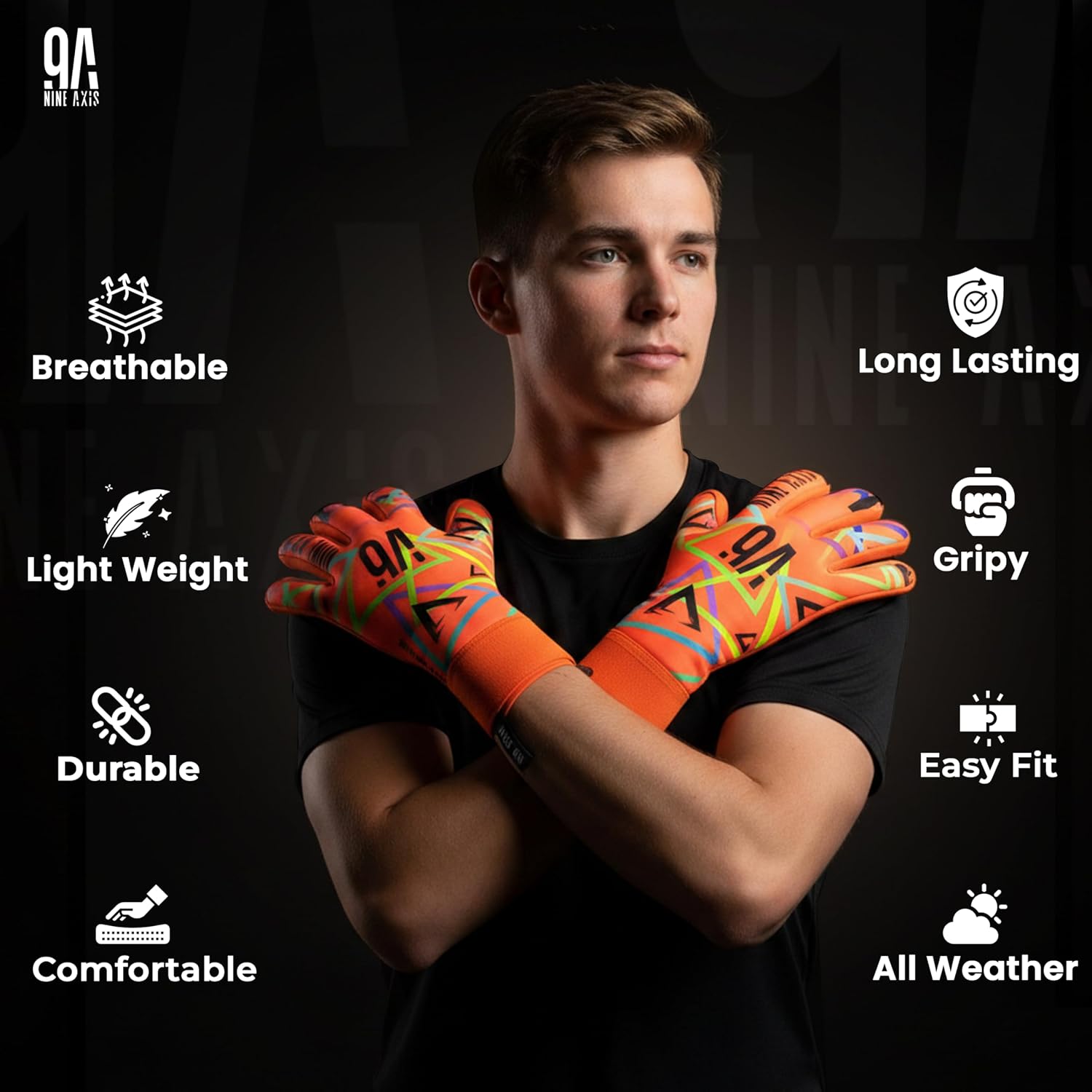 Detalle 1 de NINE AXIS Youth Goalkeeper Gloves with Latex Palm