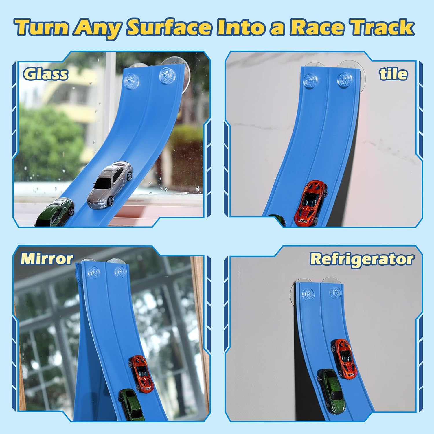 Detalle 2 de INKZOO Flex Tracks 15 Ft Starter Set: Flexible Race Track for Kids 3+