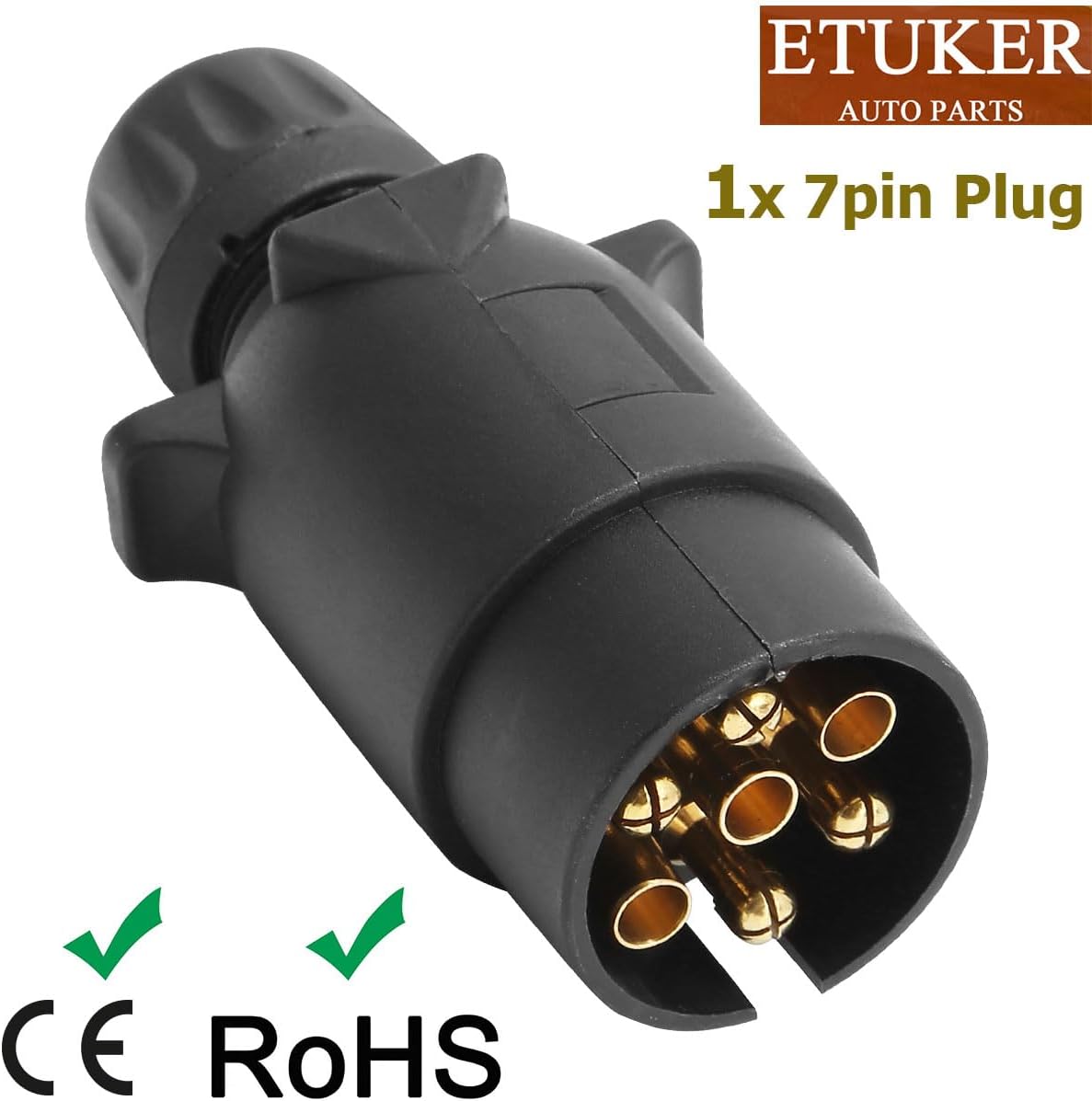 Thumbnail 1 de ETUKER 7-poliger Anhängerstecker 12V ISO 1724 – KFZ-Anhängerstecker für Wohnmobile und Caravans