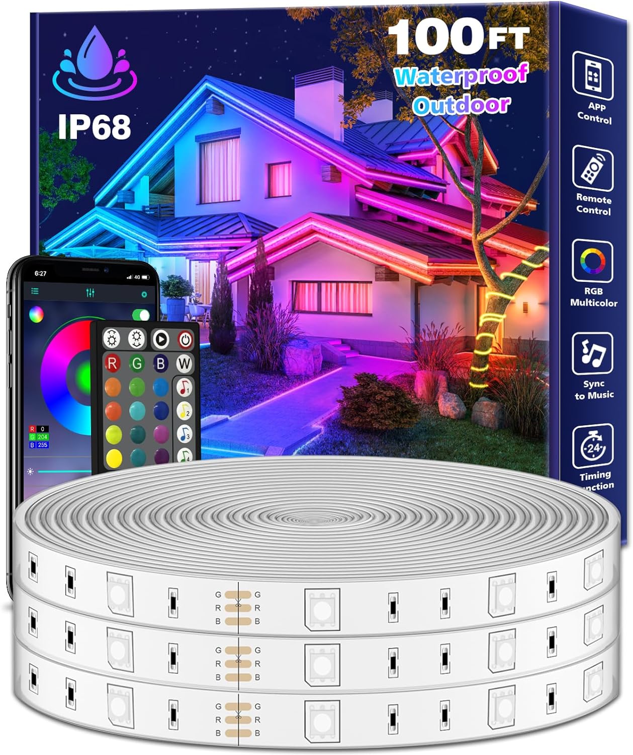 Detalle de LETIANPAI 30m Outdoor LED Strip Lights, IP68, Bluetooth and Music Sync