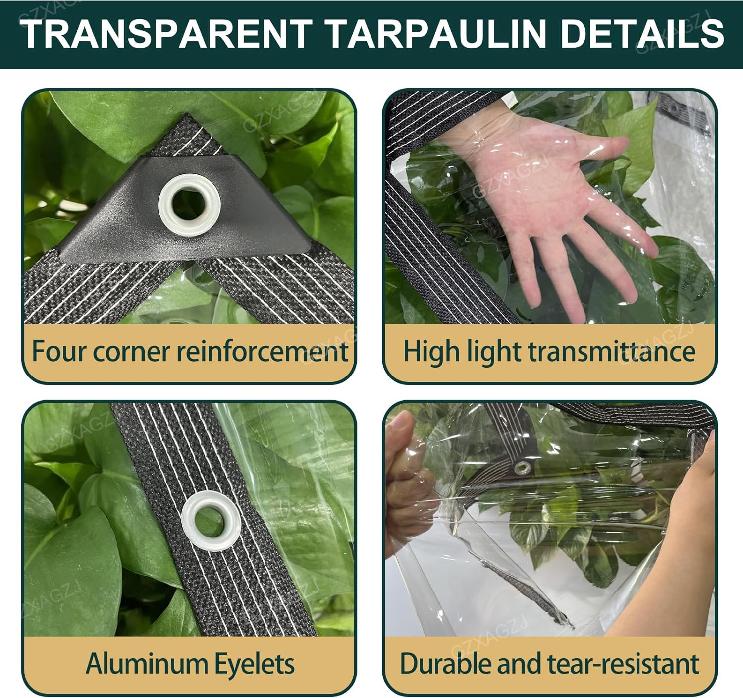 Detalle de GZXAGZJ 14 MIL Clear Vinyl Tarp 4x8 ft Waterproof Cover ๐