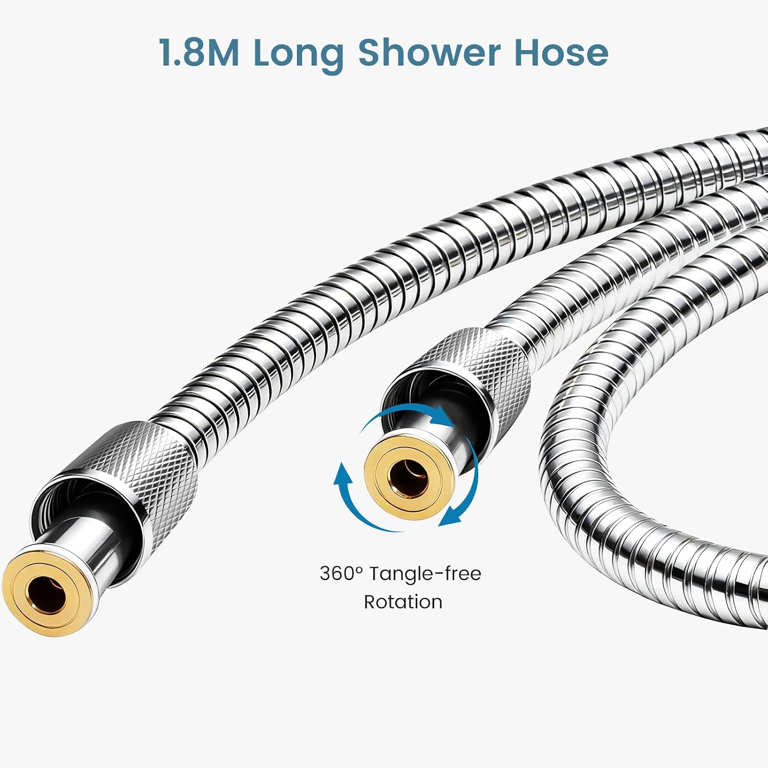 Detalle de FEELSO Stainless Steel Shower Hose 1.8m: Leakproof, Anti-Kink, High-Pressure Replacement