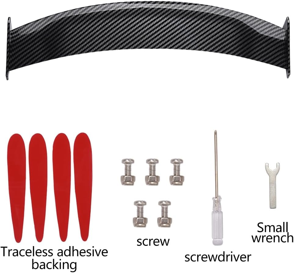 Detalle de JSCARLIFE Universal Car Mini Spoiler Wing — Carbon Fibre ABS, 30cm rear wing