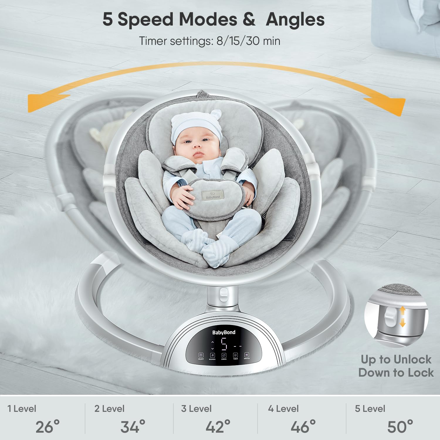 Detalle de BabyBond Infant Swing with 5-Point Harness
