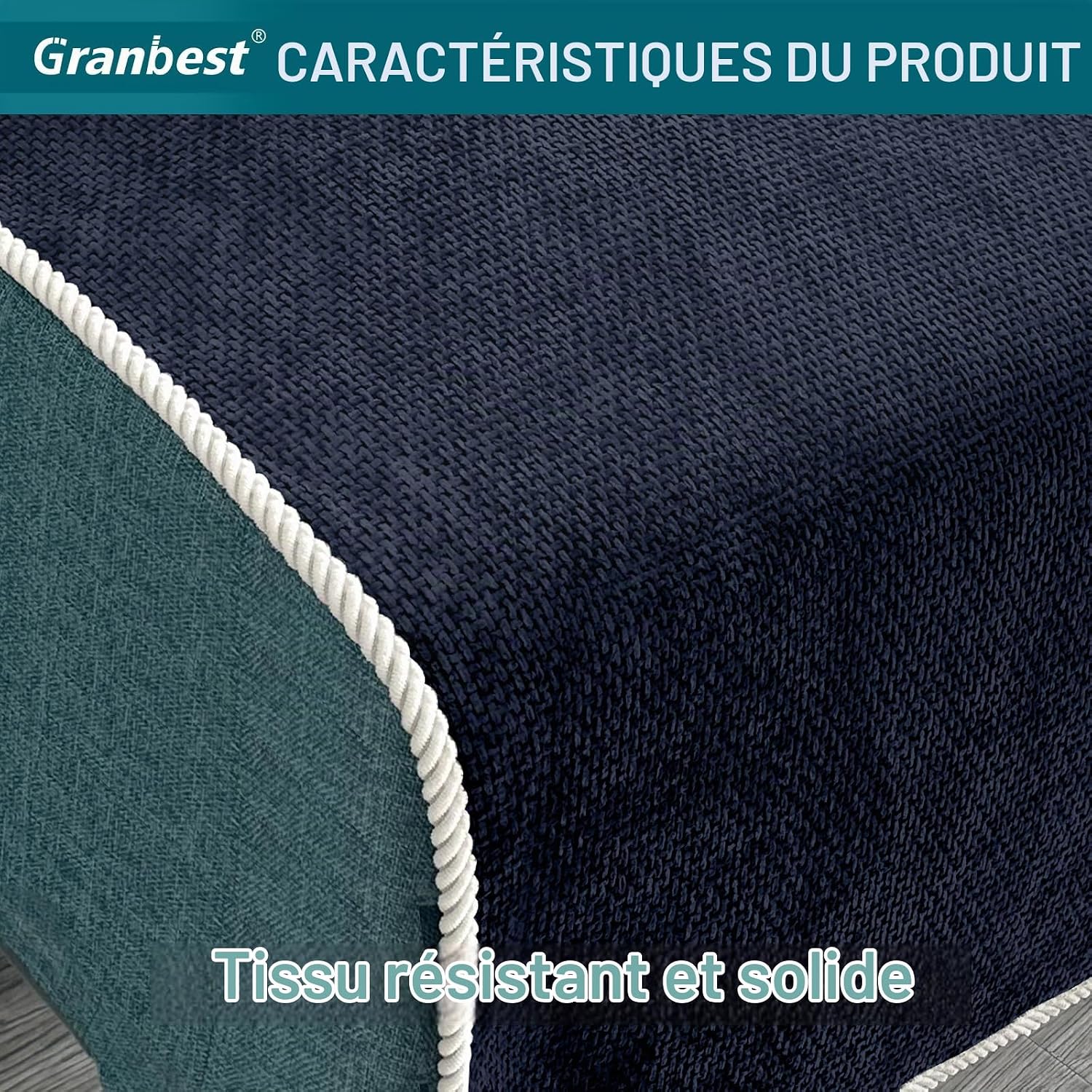 Detalle de Granbest 3-zits bankhoes voor huisdieren, donkerblauw en antislip