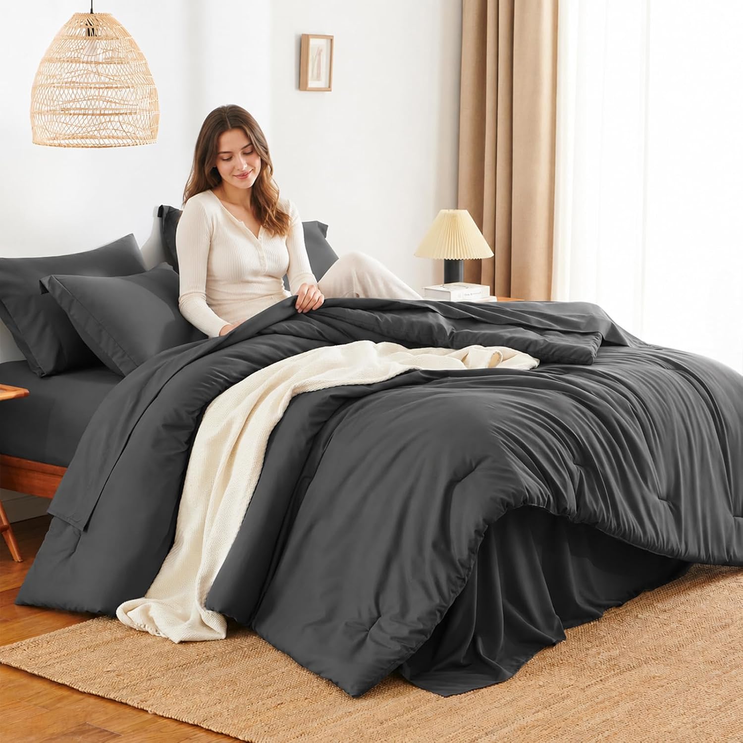 Thumbnail 4 de HIMEET Queen Comforter Set, 7-Piece