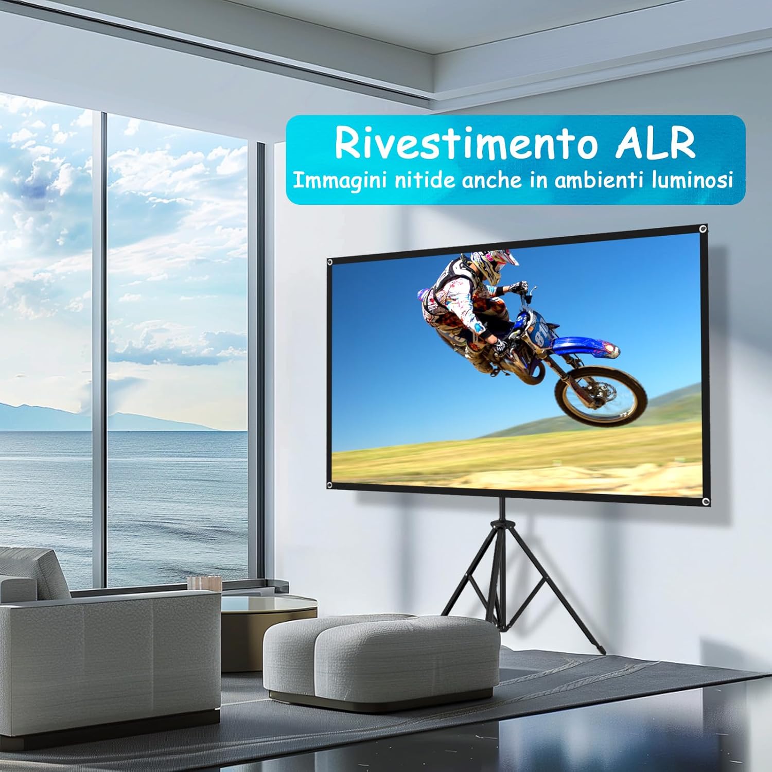 Thumbnail 5 de VISULAPEX 80" ALR: schermo per proiettore su treppiede 16:9 con telo grigio