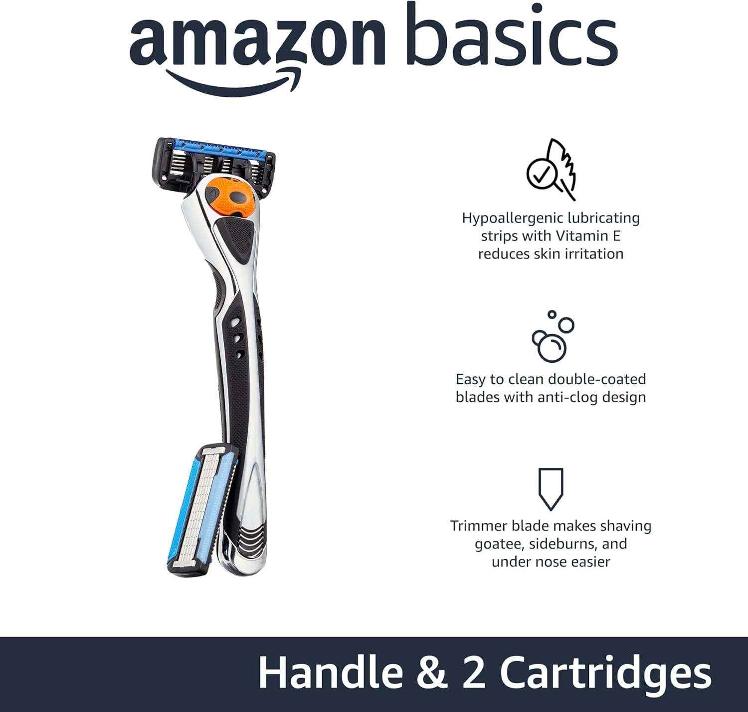 Thumbnail 1 de Amazon Basics 5-Blade MotionSphere Razor with Beard Trimmer: 2 Cartridges + Handle