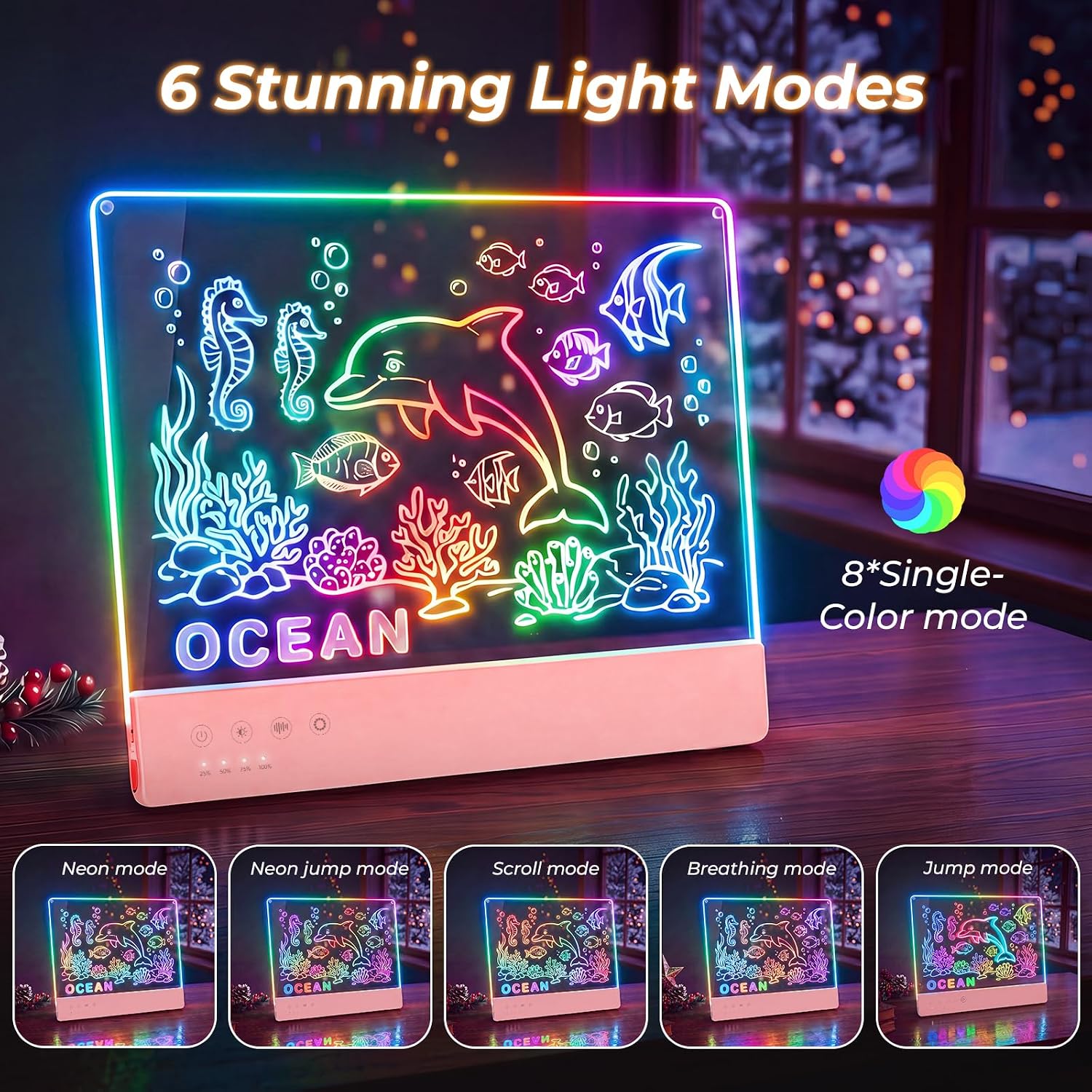 Thumbnail 3 de Mukypixy hbd-1-pk 16-Inch LED Drawing Board, Rechargeable, 8 Colors