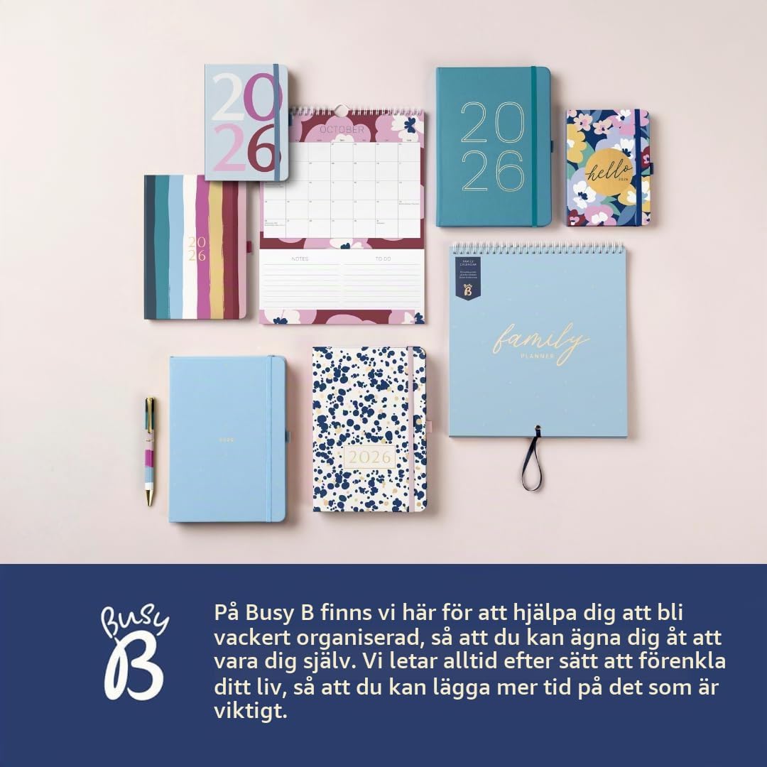 Thumbnail 6 de Busy B 2026 väggkalender med fågelmotiv, fem kolumner och förvaringsfickor