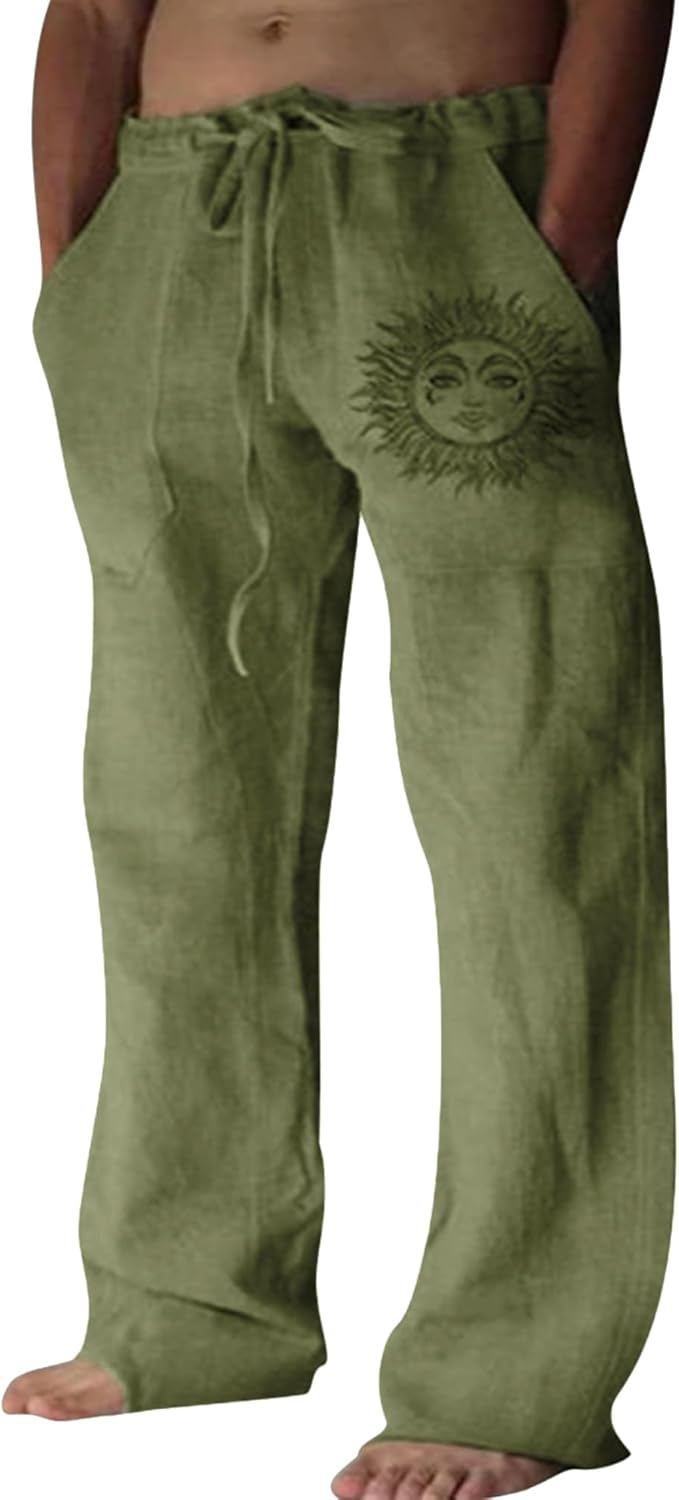 Detalle 2 de Puimentiua Leinenhose Herren Loose Fit S-3XL