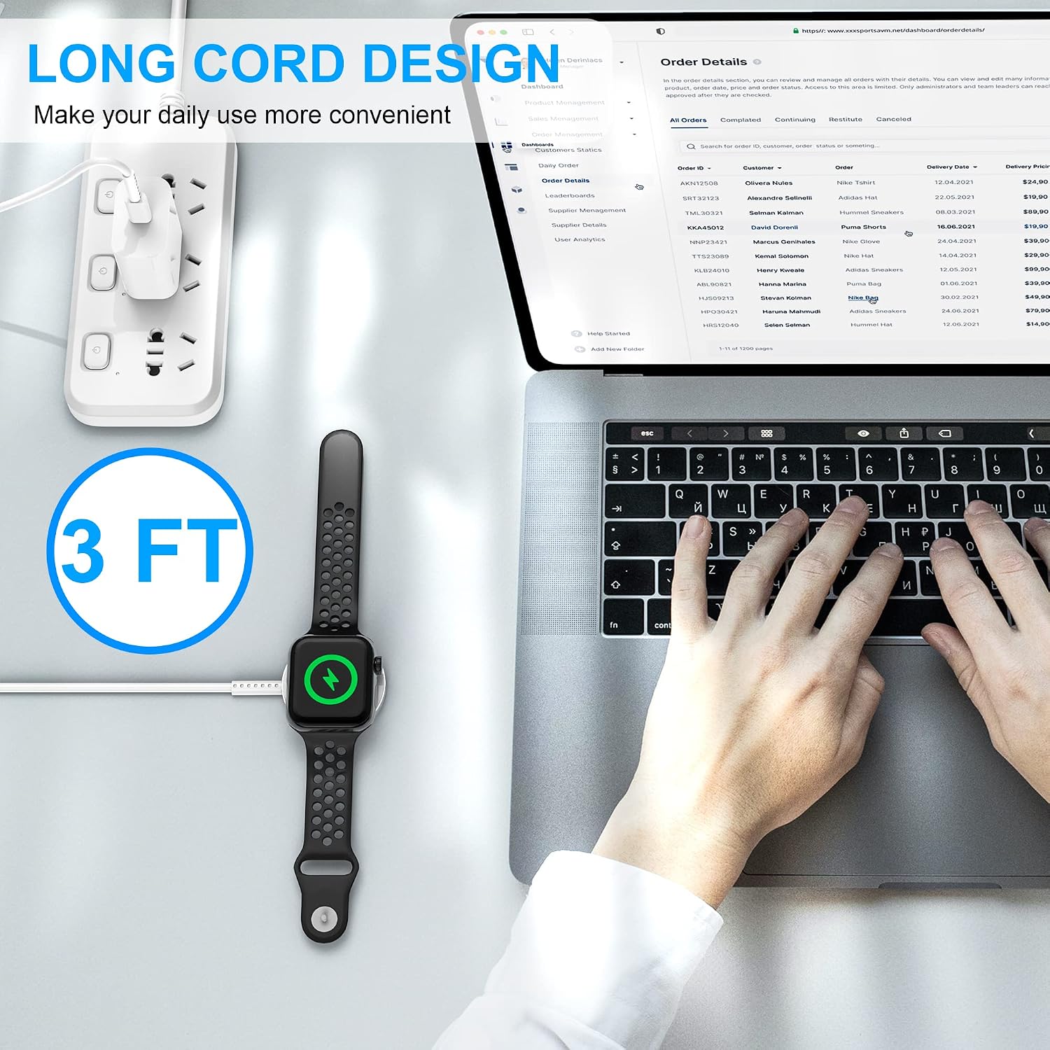 Detalle 2 de Fast Charger for Apple Watch Charger: 3.3ft Magnetic USB-C Cable with Wall Charger