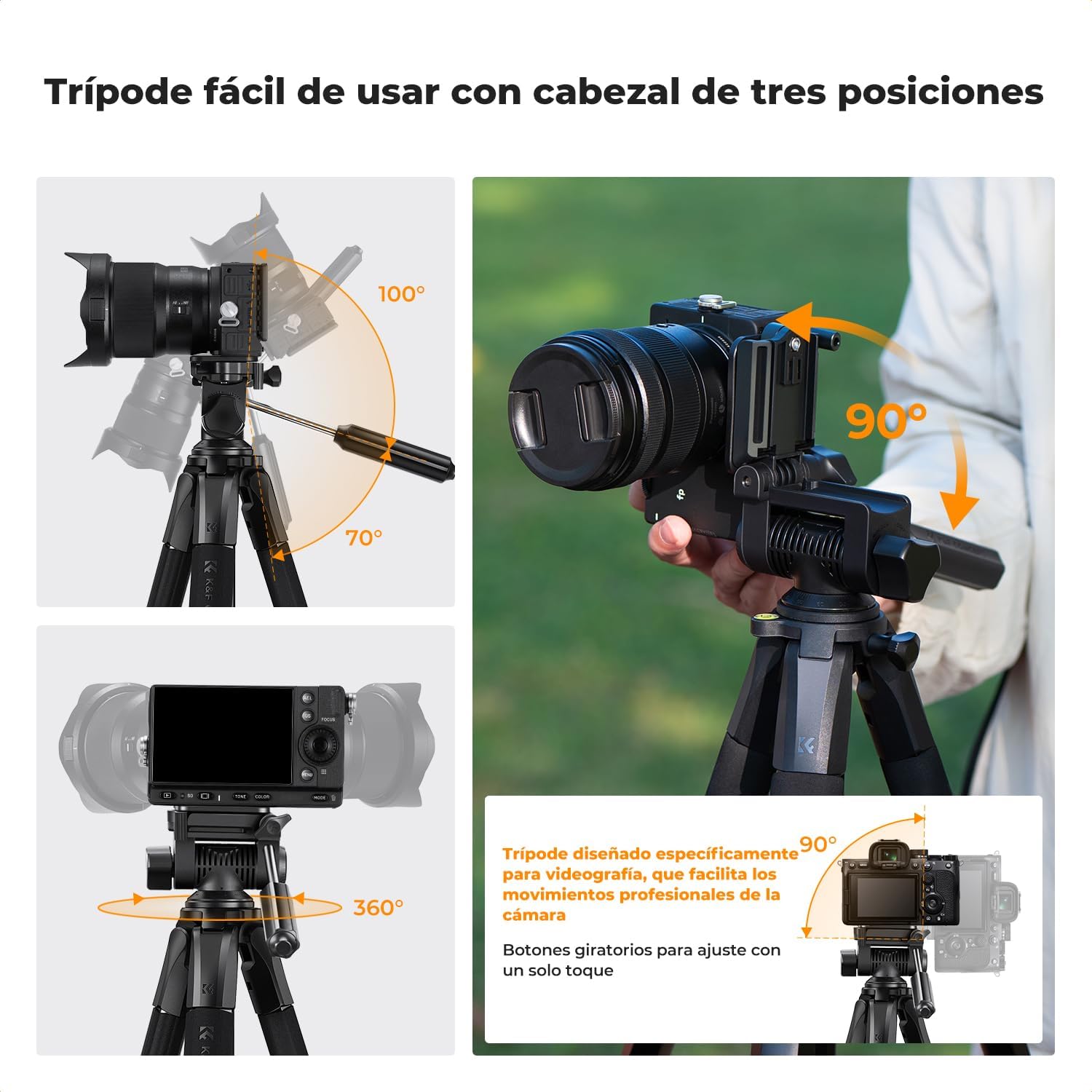 Thumbnail 5 de K&F CONCEPT S255A3 Trípode portátil 190 cm